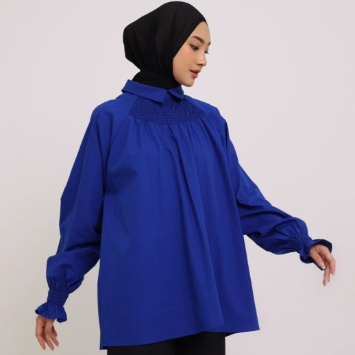 Elzatta M Tunik Katun Smock - Royal Blue