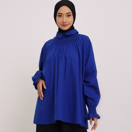 Elzatta M Tunik Katun Smock - Royal Blue