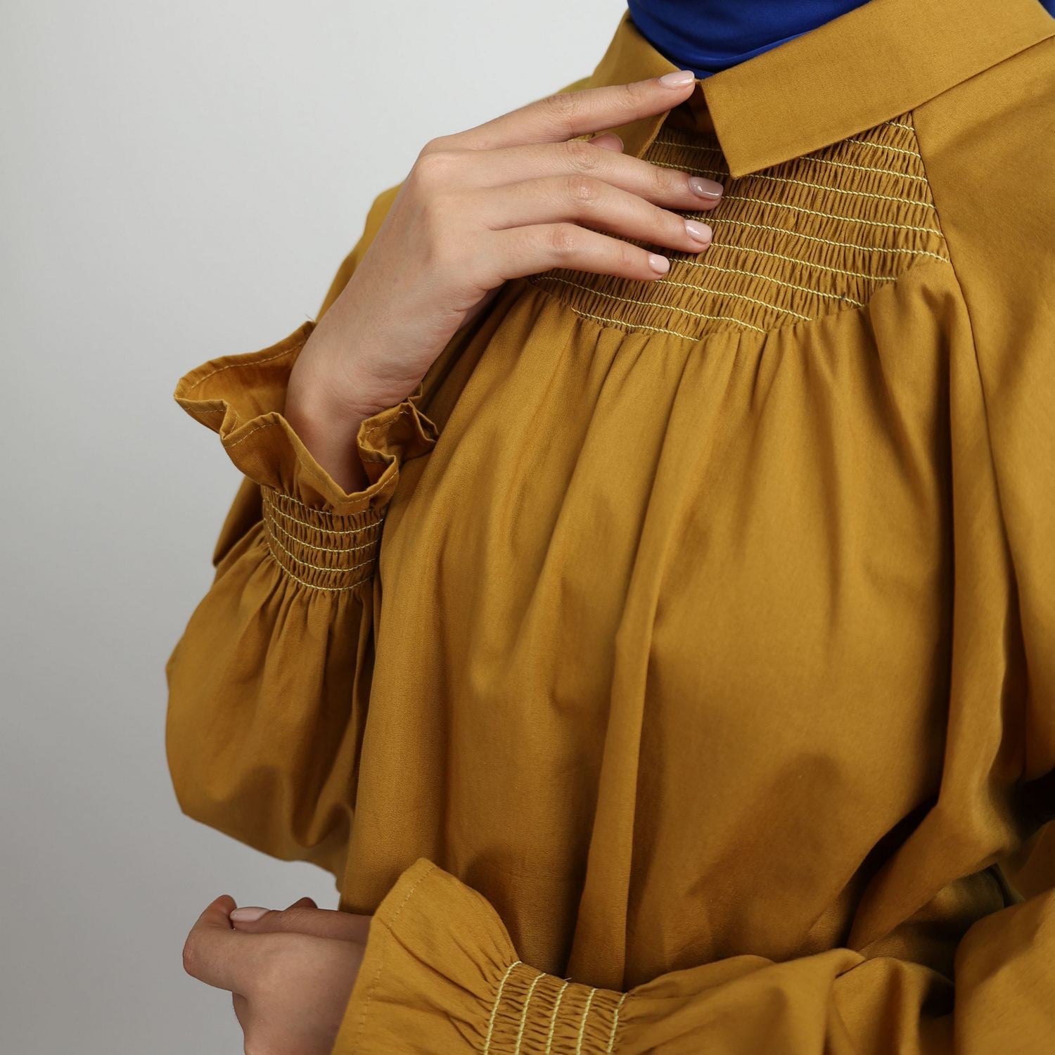 Elzatta M Tunik Katun Smock - Mustard