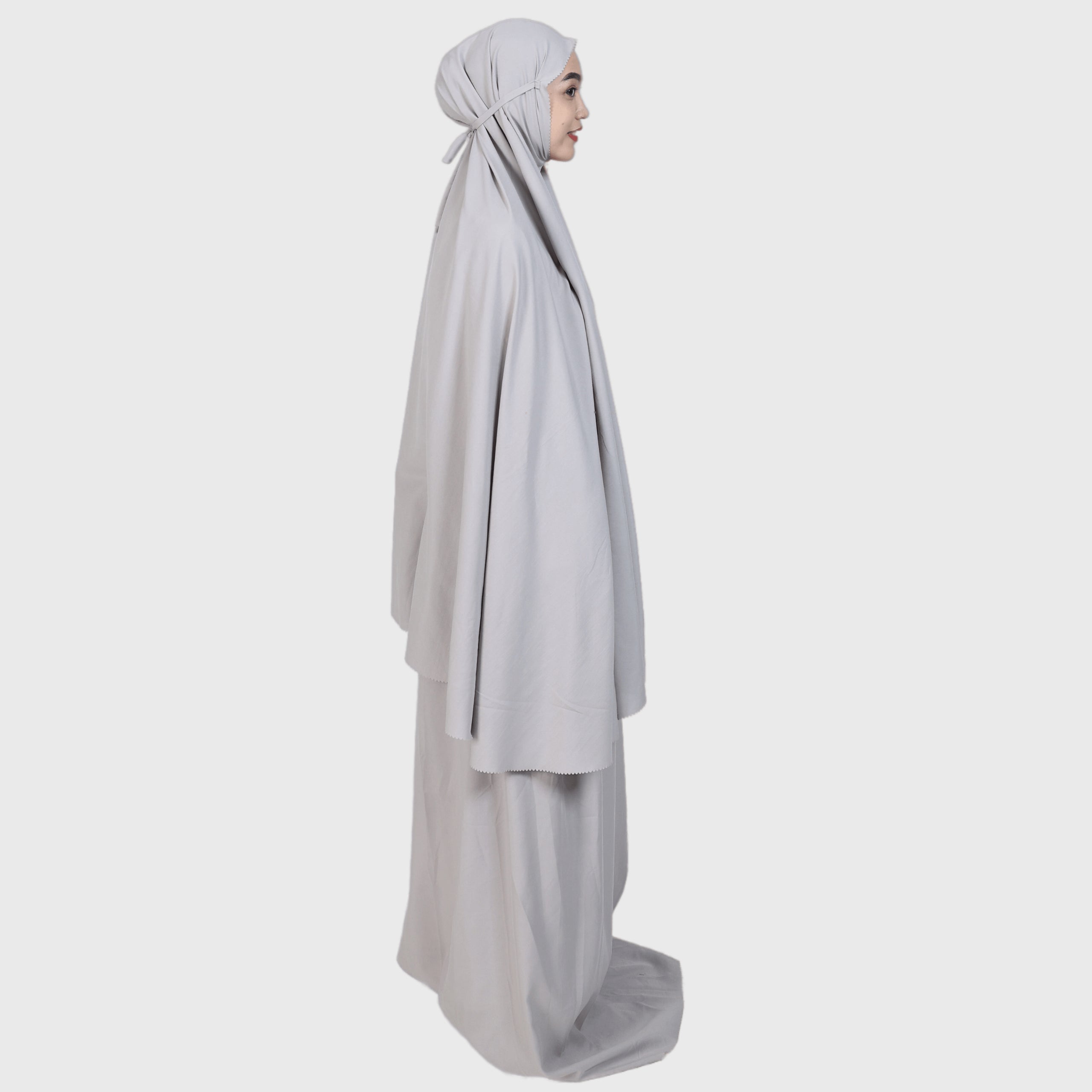 Elzatta Mukena Katun Laser Cut - Dark Grey