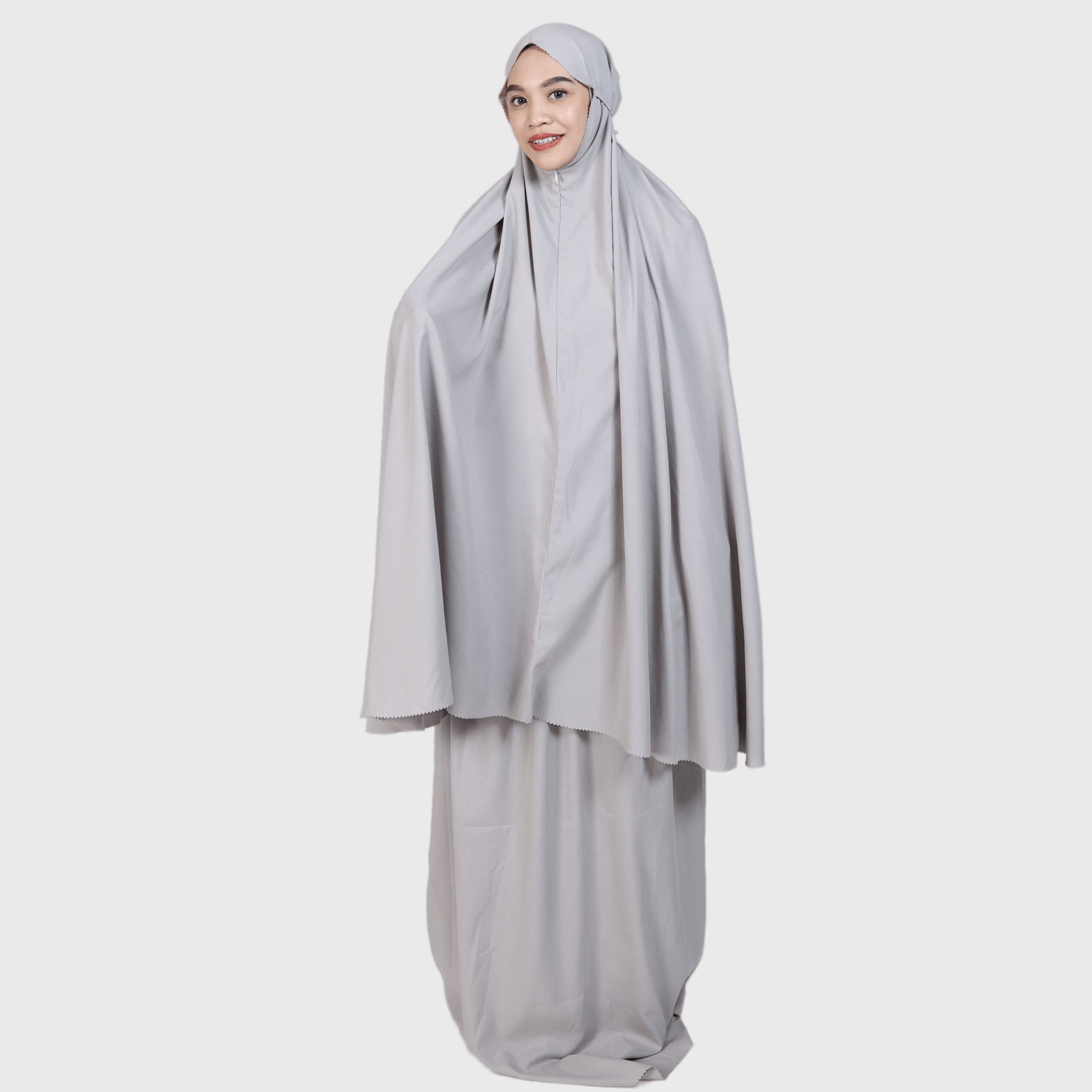 Elzatta Mukena Katun Laser Cut - Dark Grey