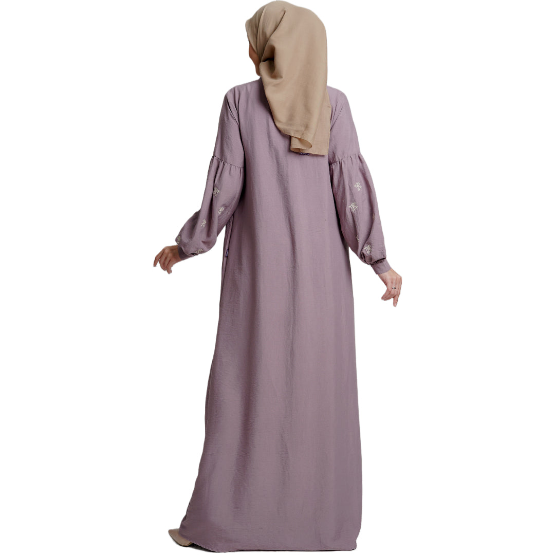 Elzatta Tie Neck Gamis Airflow - Ungu