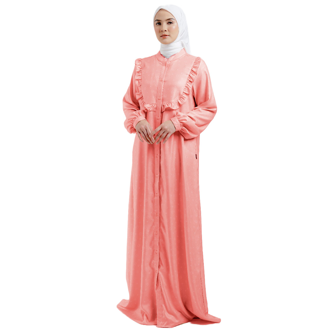 Gamis Frills L Kawung - Pink