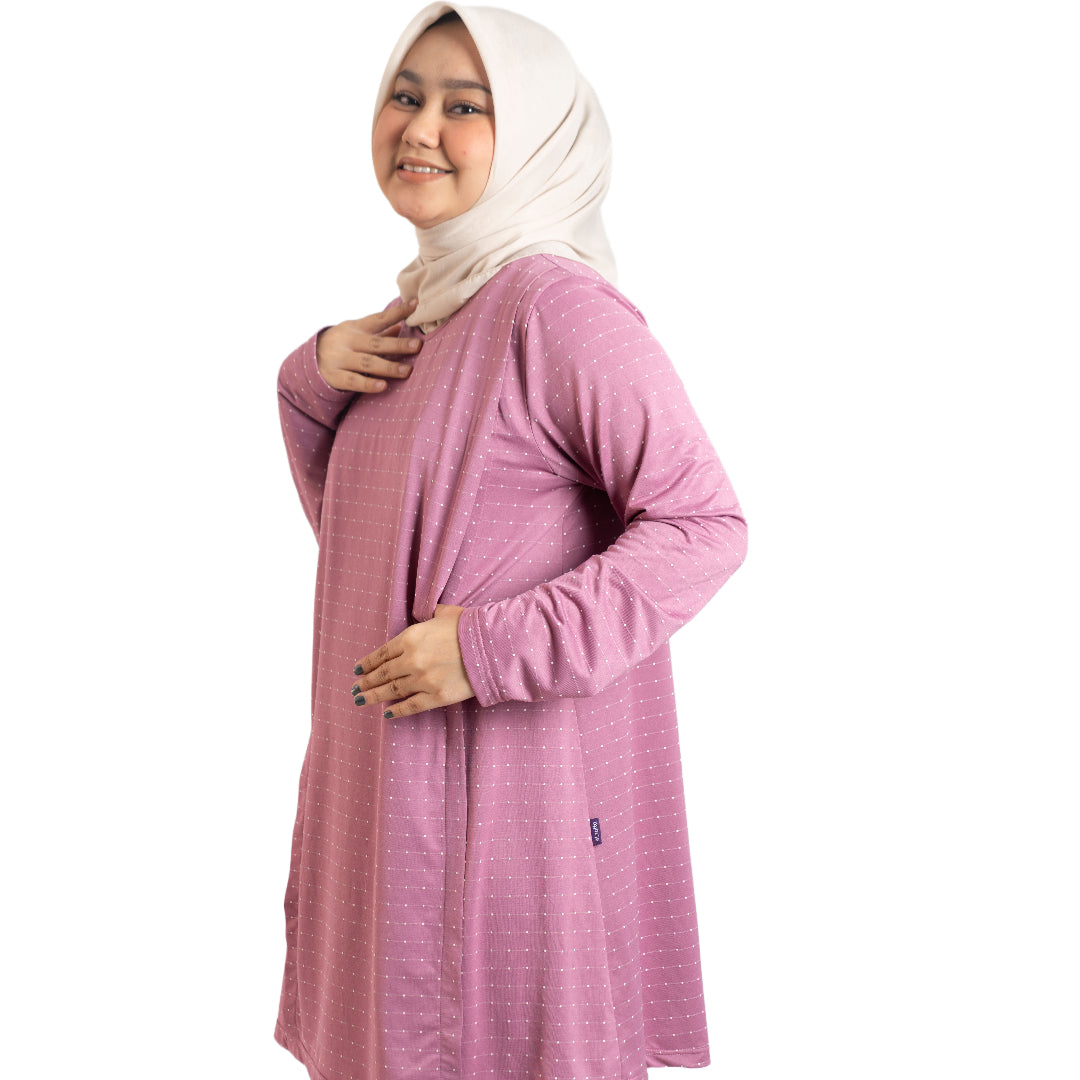Elzatta Nursing Tunic Polka - Dusty Purple