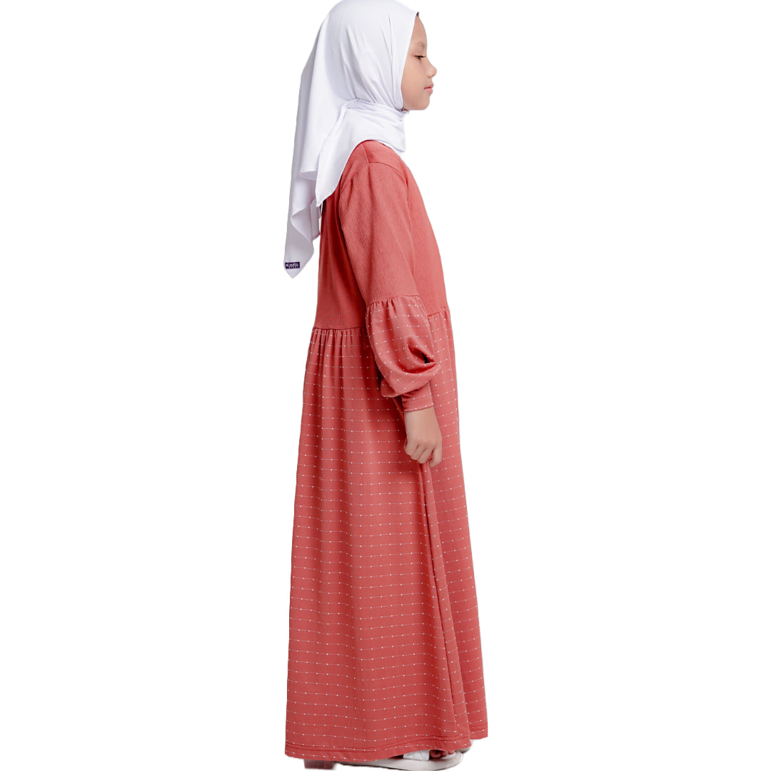 Gamis Anak Ganara Polka - Teracotta