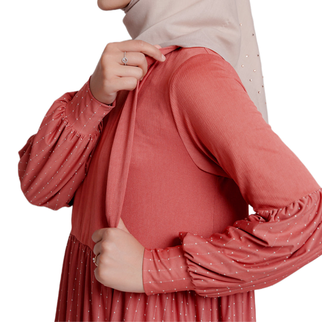 Elzatta Nursing Gamis Polka - Teracotta