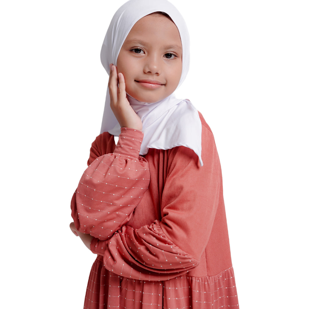 Gamis Anak Ganara Polka - Teracotta