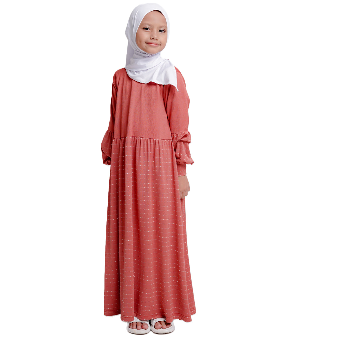 Gamis Anak Ganara Polka - Teracotta