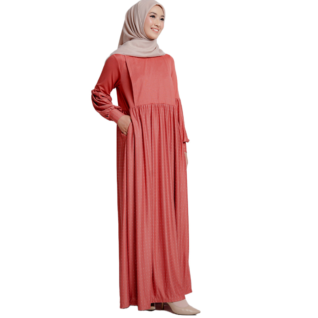 Elzatta Nursing Gamis Polka - Teracotta
