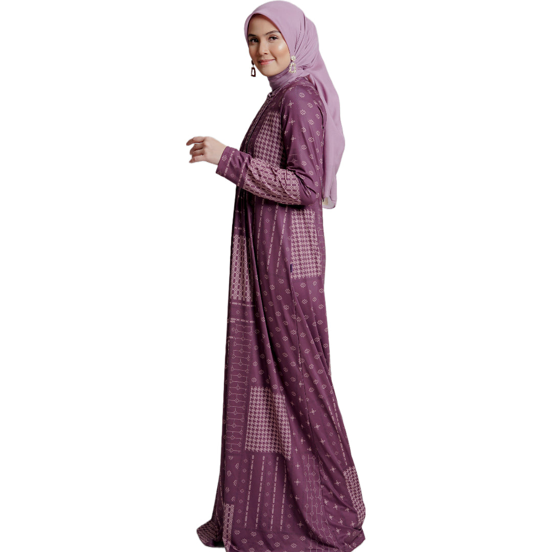 Elzatta Oppnaisel Gamis Monopatch - Ungu Tua