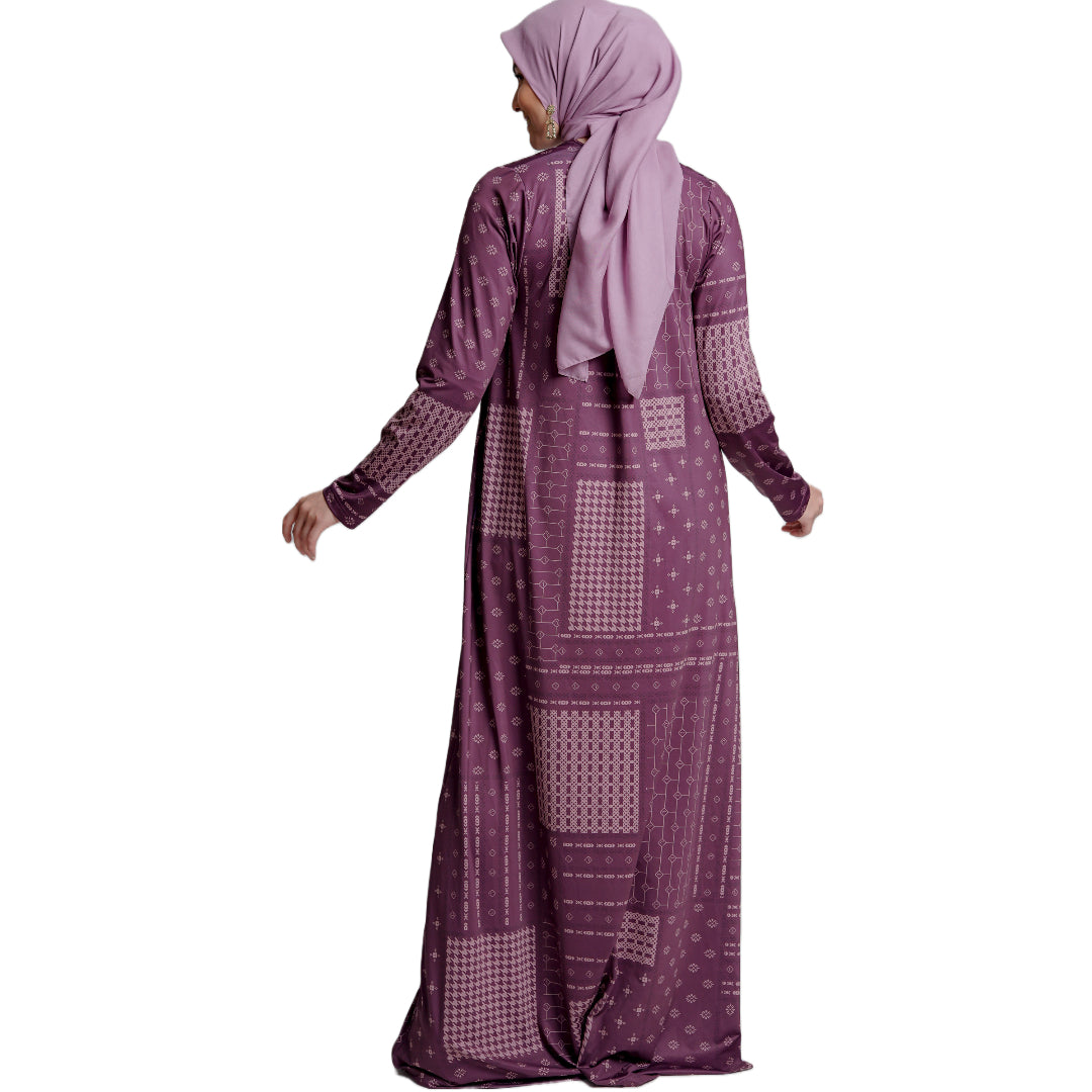 Elzatta Oppnaisel Gamis Monopatch - Ungu Tua
