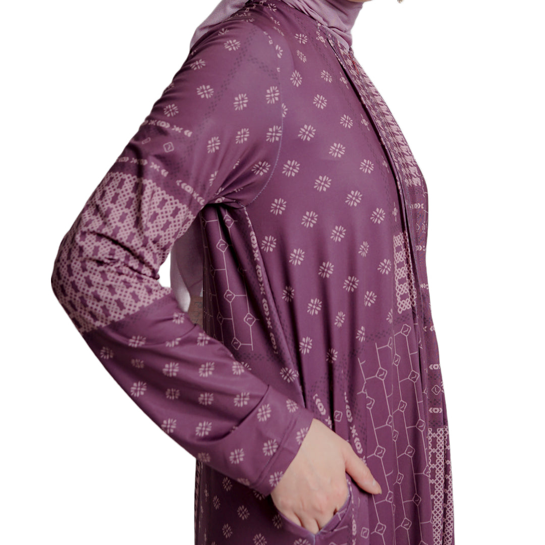 Elzatta Oppnaisel Gamis Monopatch - Ungu Tua