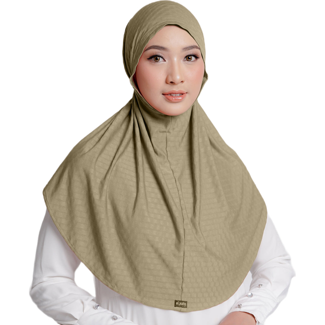 Elzatta Jilbab Instan Sabelya Texture Oval - Milo
