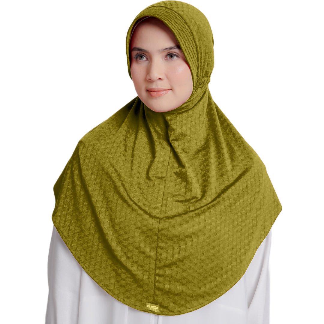 Elzatta Jilbab Instan Sahara Texture Oval - Mustard