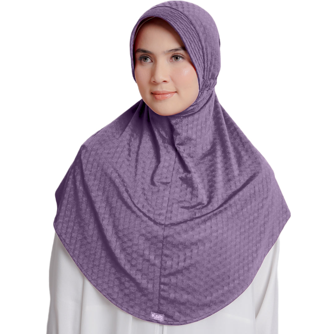 Elzatta Jilbab Instan Sahara Texture Oval - Ungu