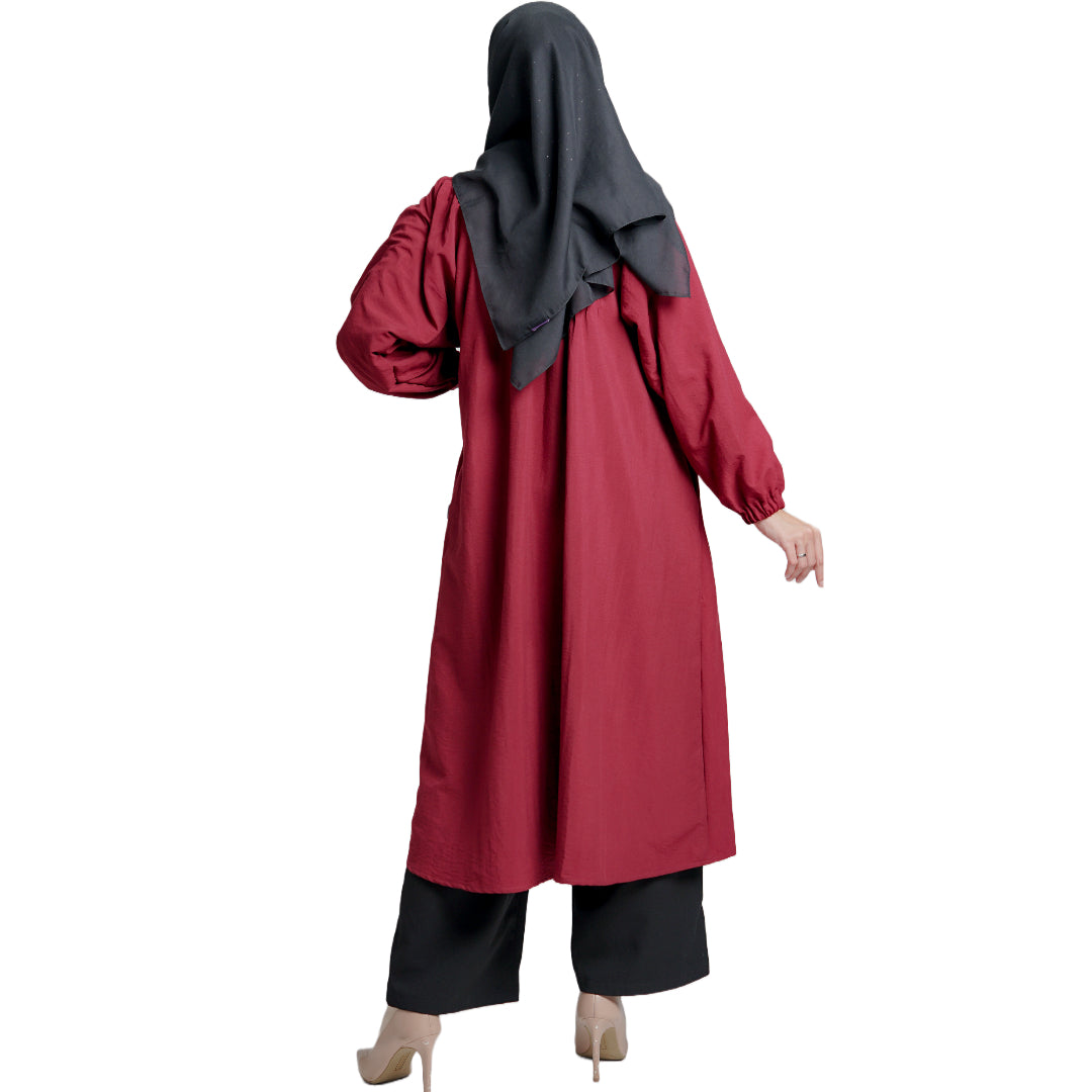 Cuff Midi Dress Airflow - Maroon