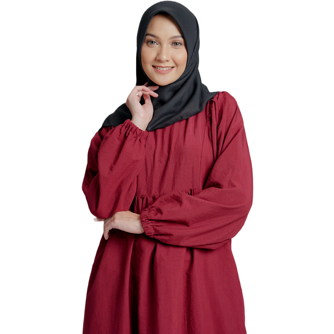 Cuff Midi Dress Airflow - Maroon