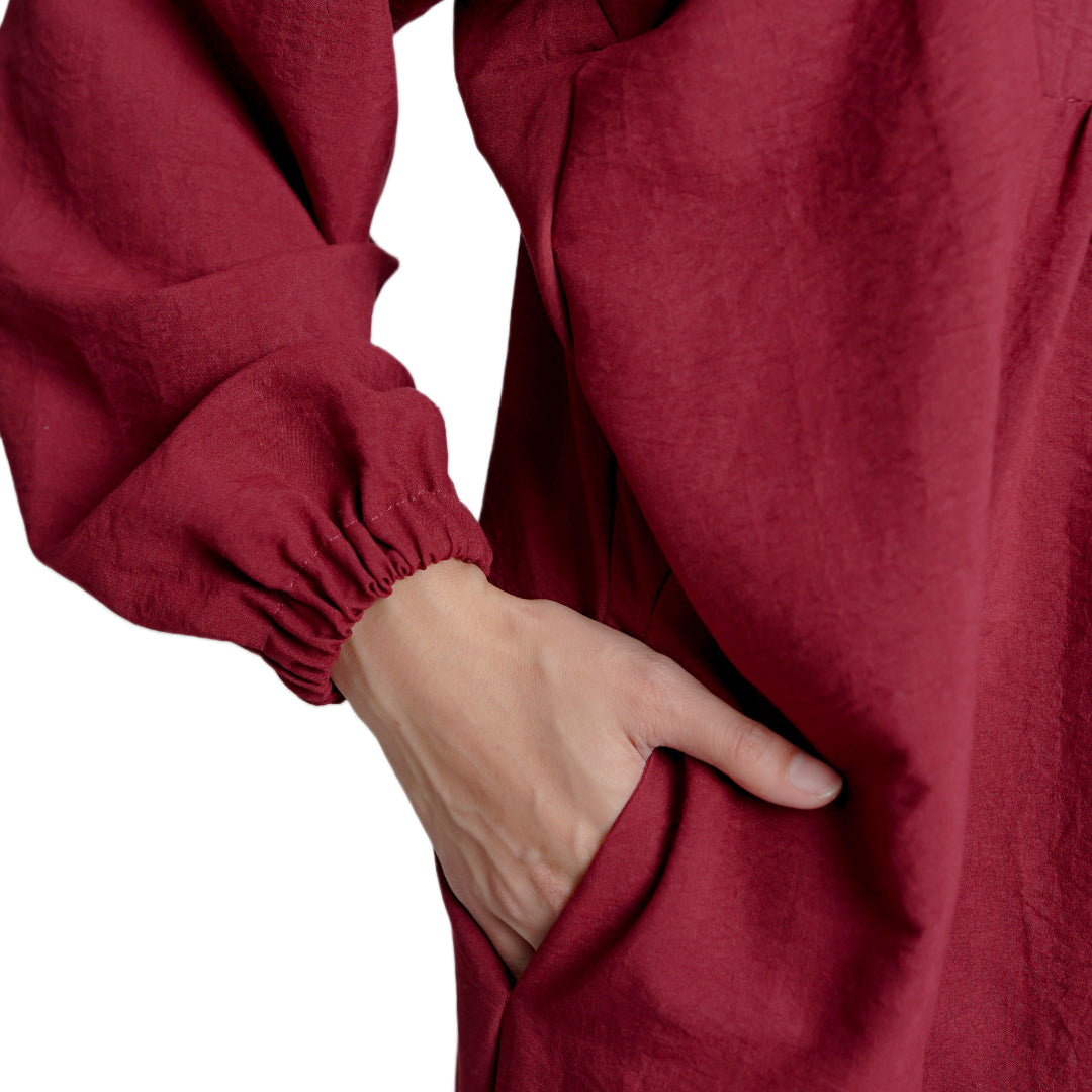 Cuff Midi Dress Airflow - Maroon