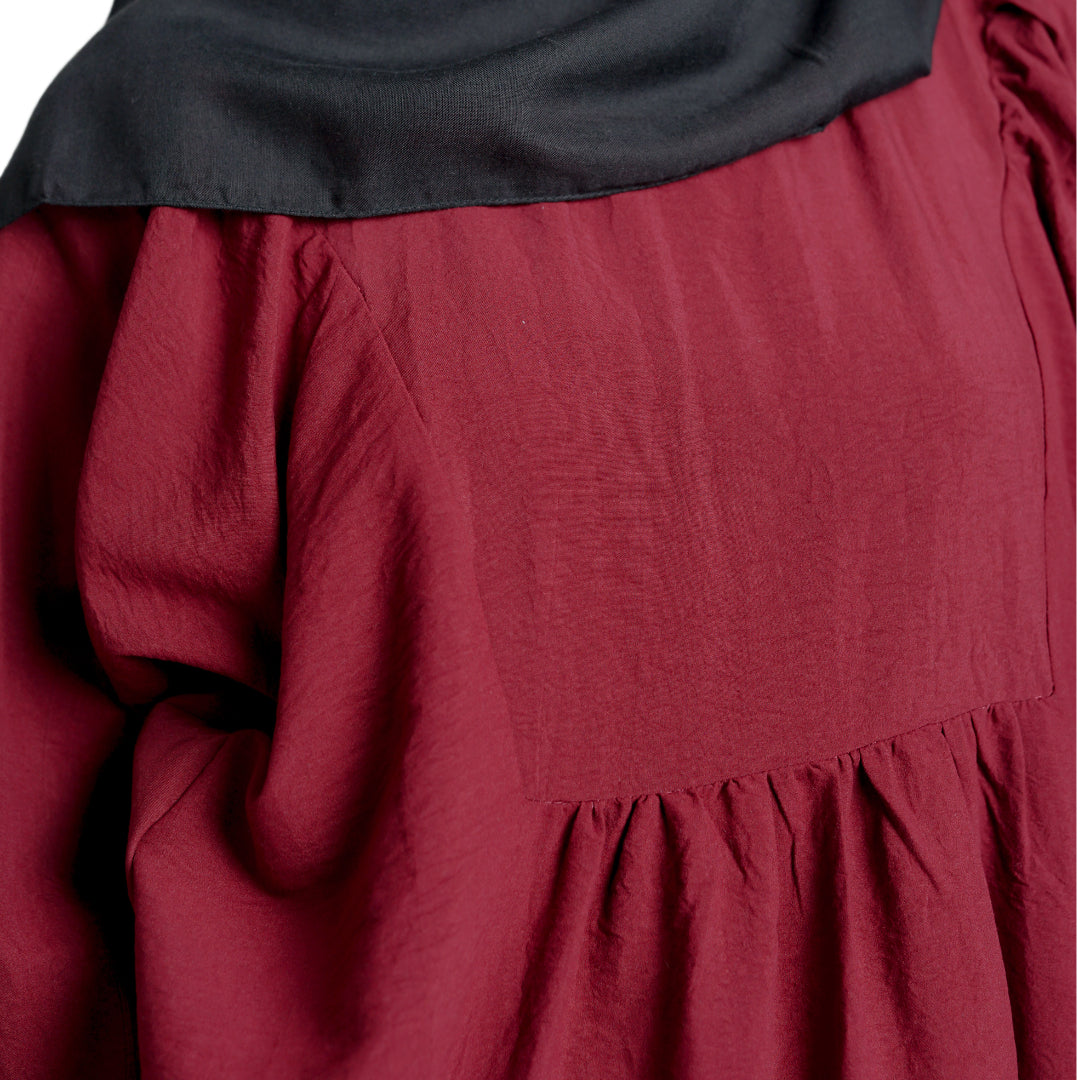 Cuff Midi Dress Airflow - Maroon