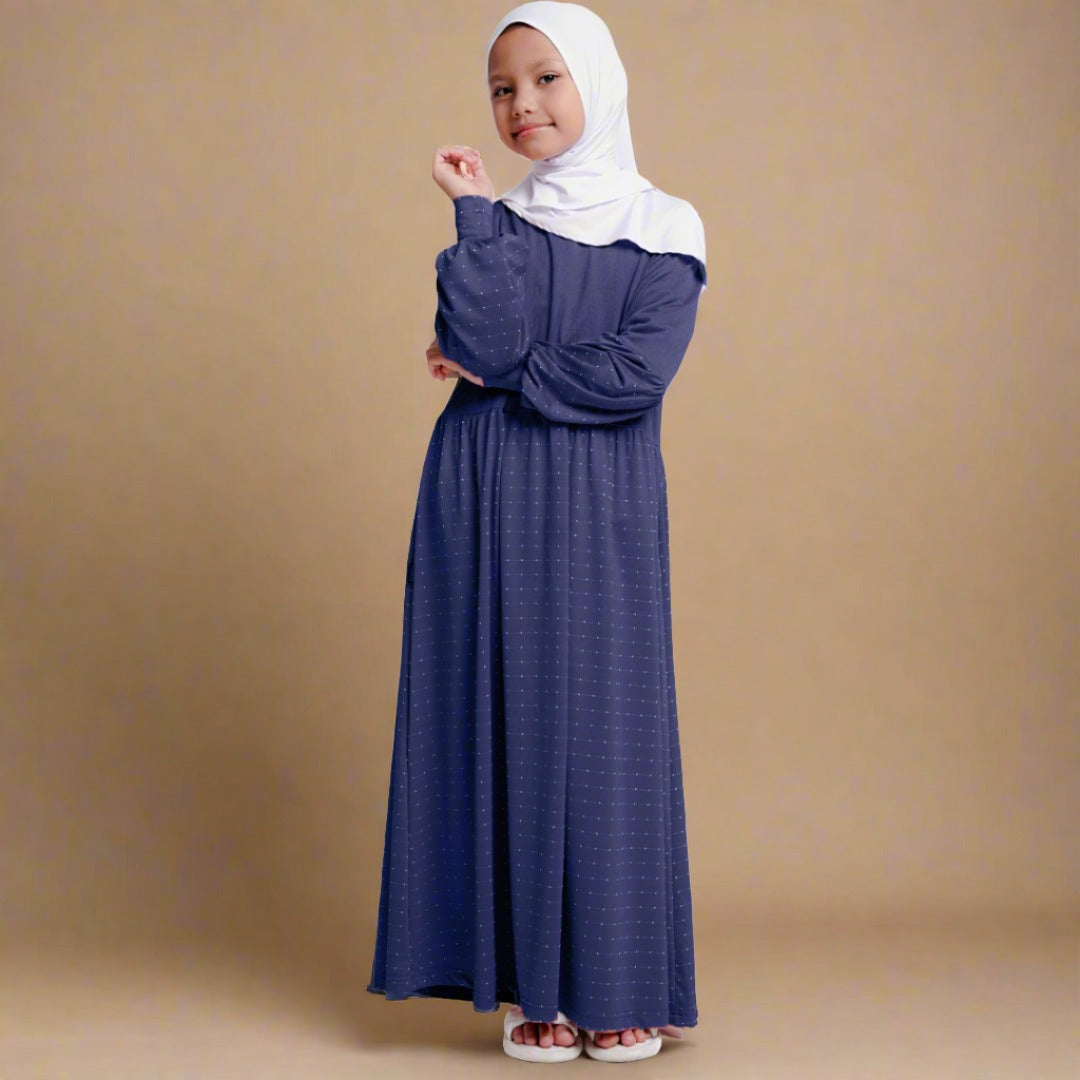Gamis Anak Ganara Polka - Navy