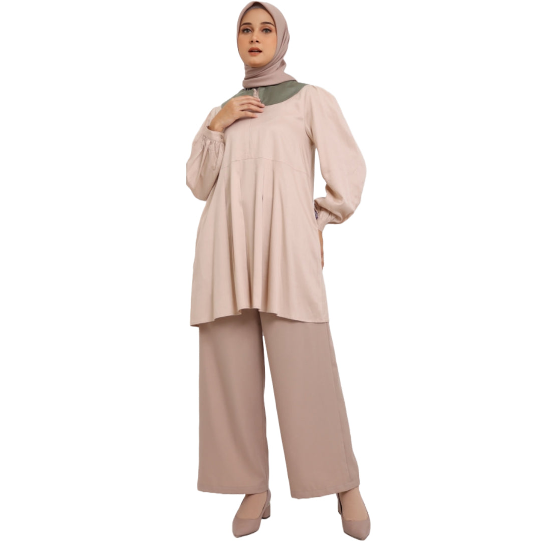 Elzatta Tunik Rayon Dua Warna - Cream