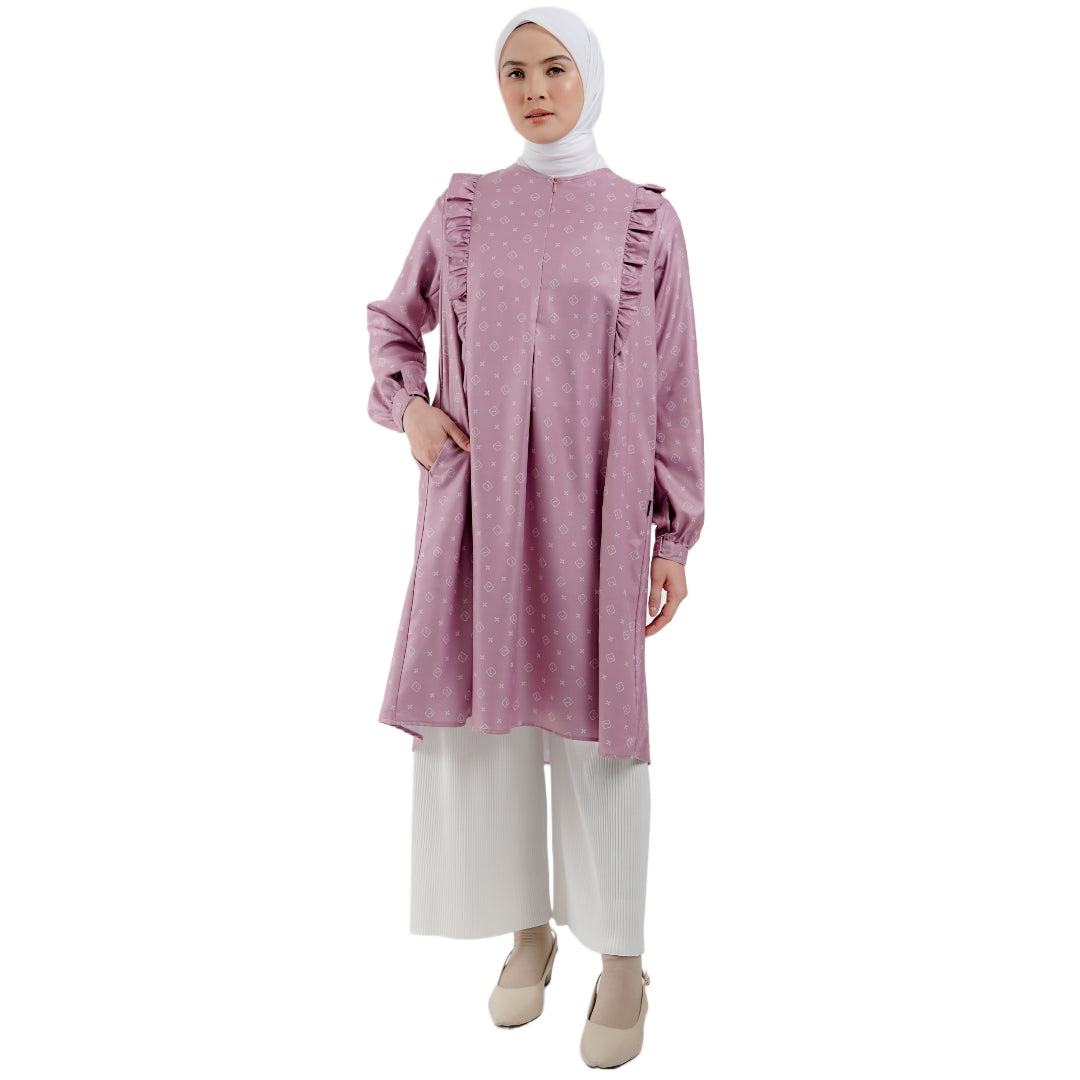Elzatta Tunik Frills L Kawung - Ungu