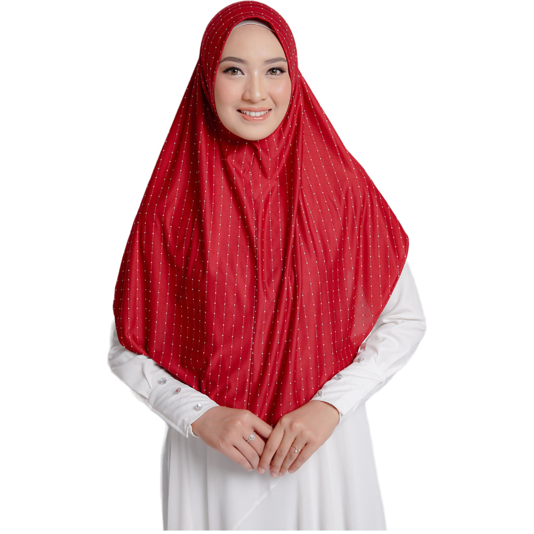 Bergo Athaya Polka - Maroon