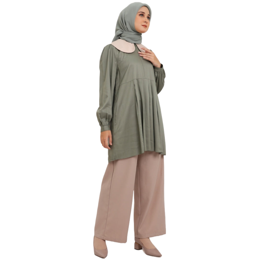 Elzatta Tunik Rayon Dua Warna - Sage