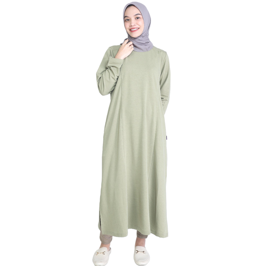 Elzatta Nursing Zippery Midi Dress Terry - Olive