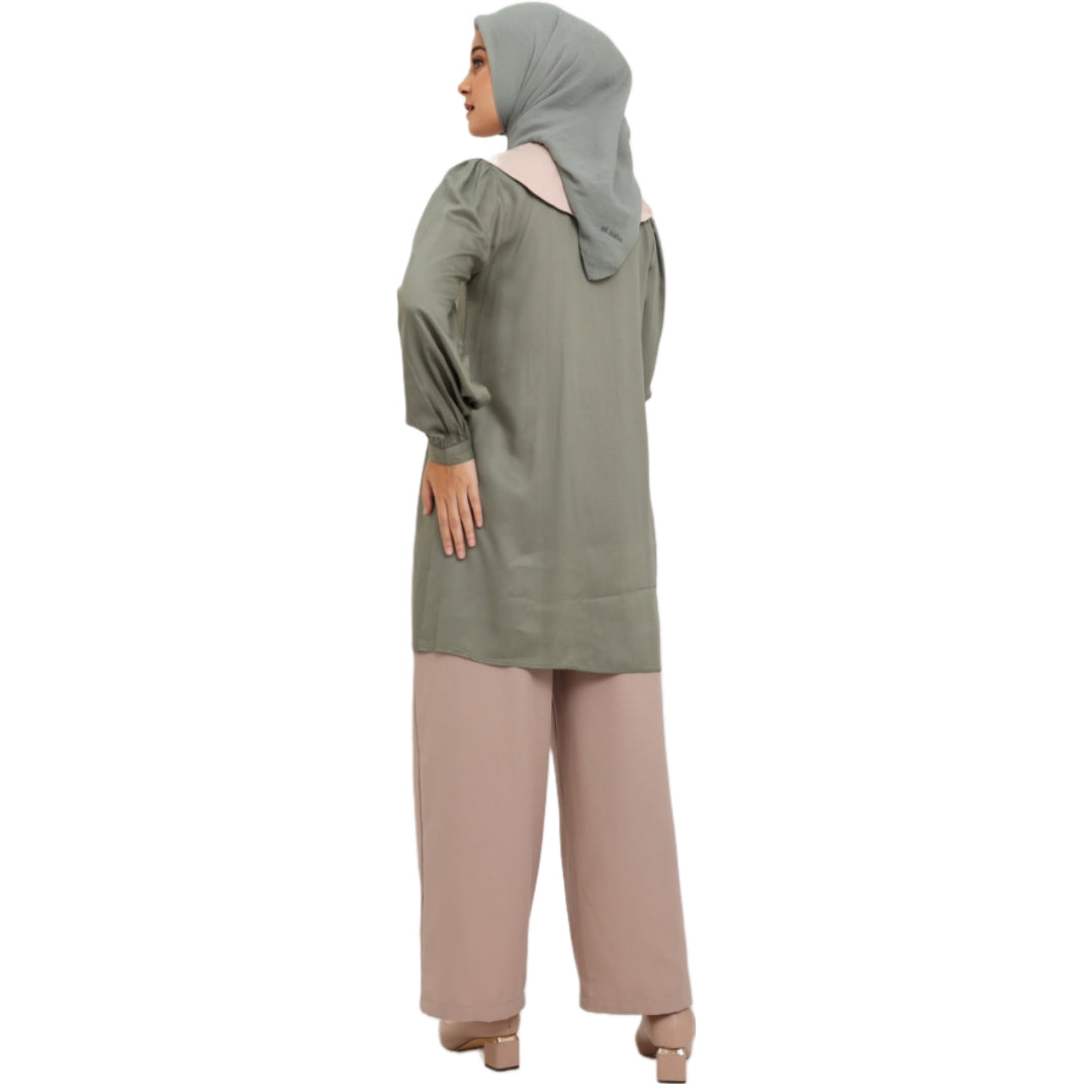 Elzatta Tunik Rayon Dua Warna - Sage
