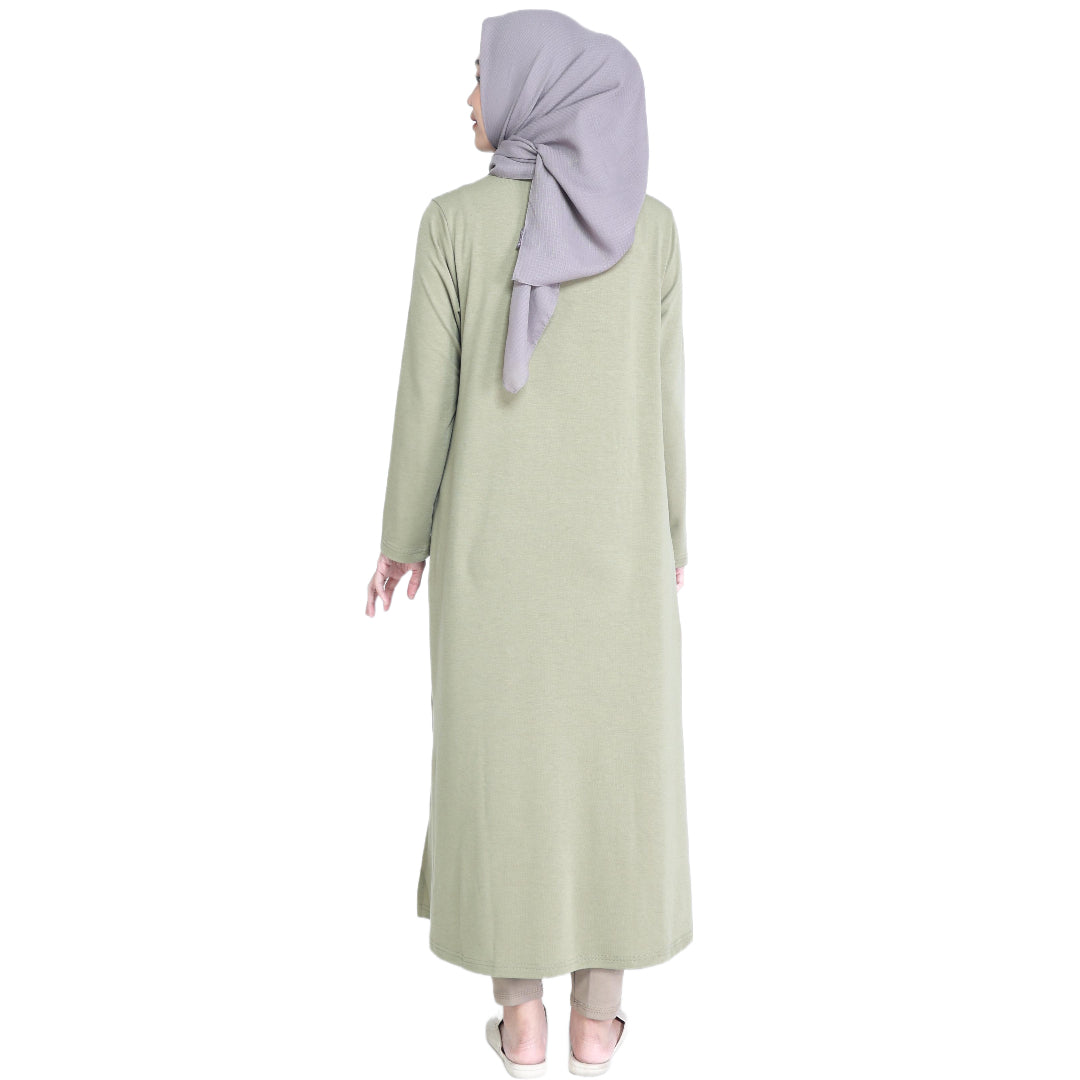 Elzatta Nursing Zippery Midi Dress Terry - Olive