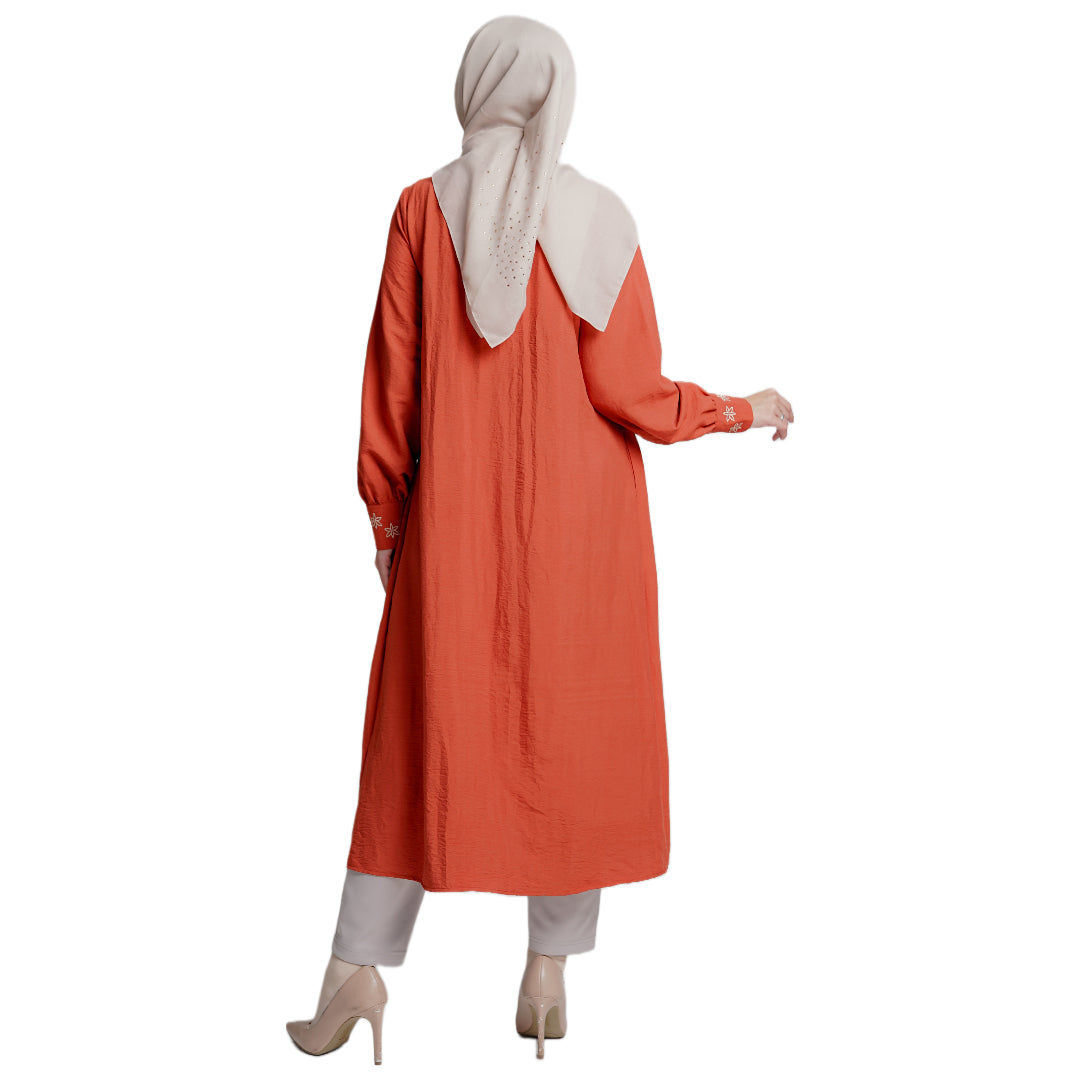 Elzatta Pleaty Midi Dress Series Airflow - Teracotta