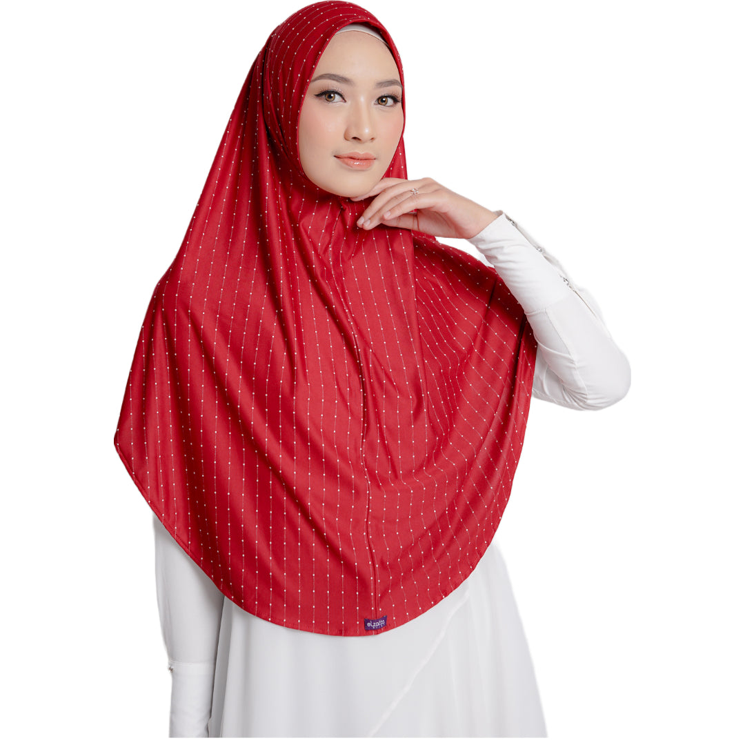 Bergo Athaya Polka - Maroon