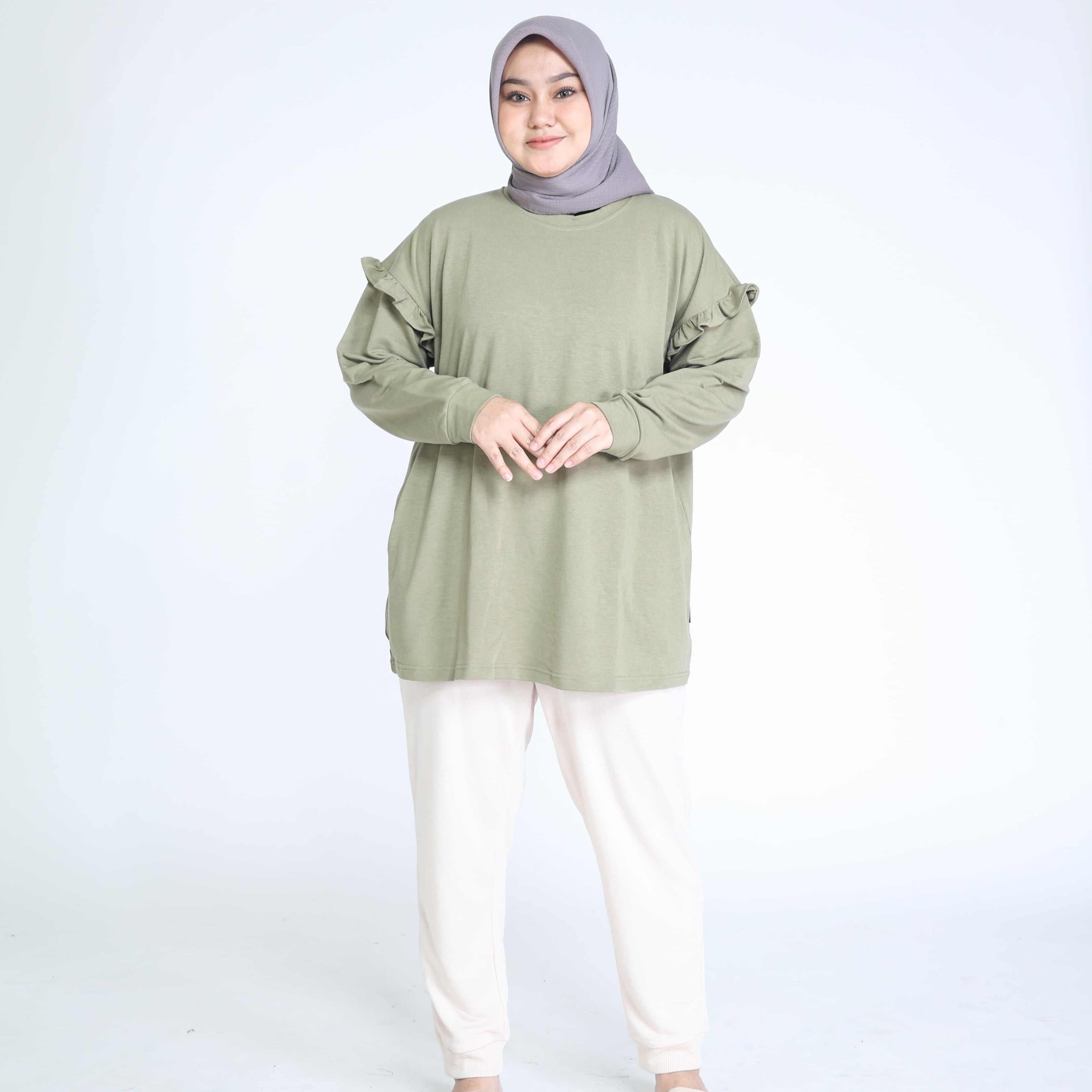 Elzatta Tunic Frills Terry  - Olive