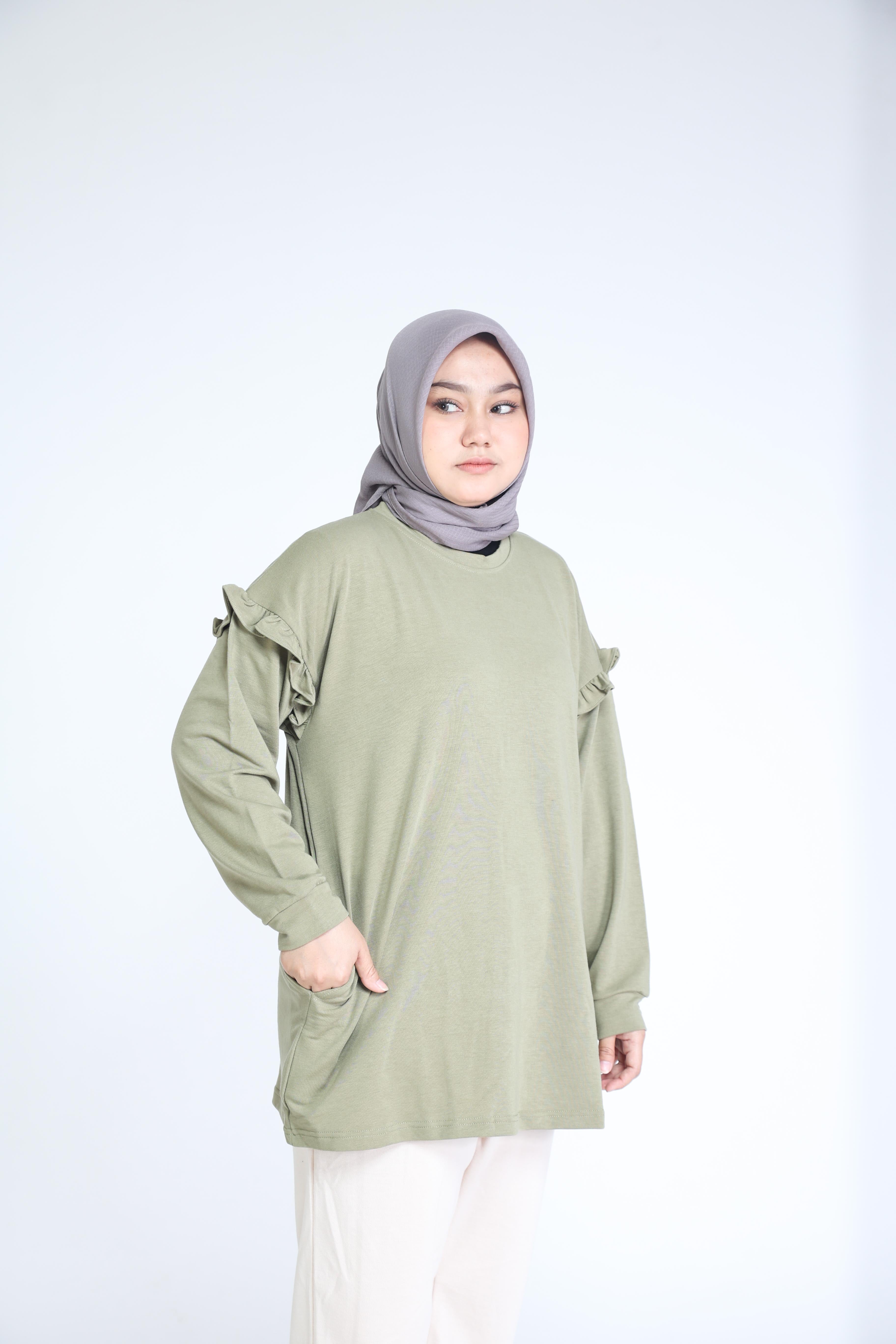 Elzatta Tunic Frills Terry - Olive