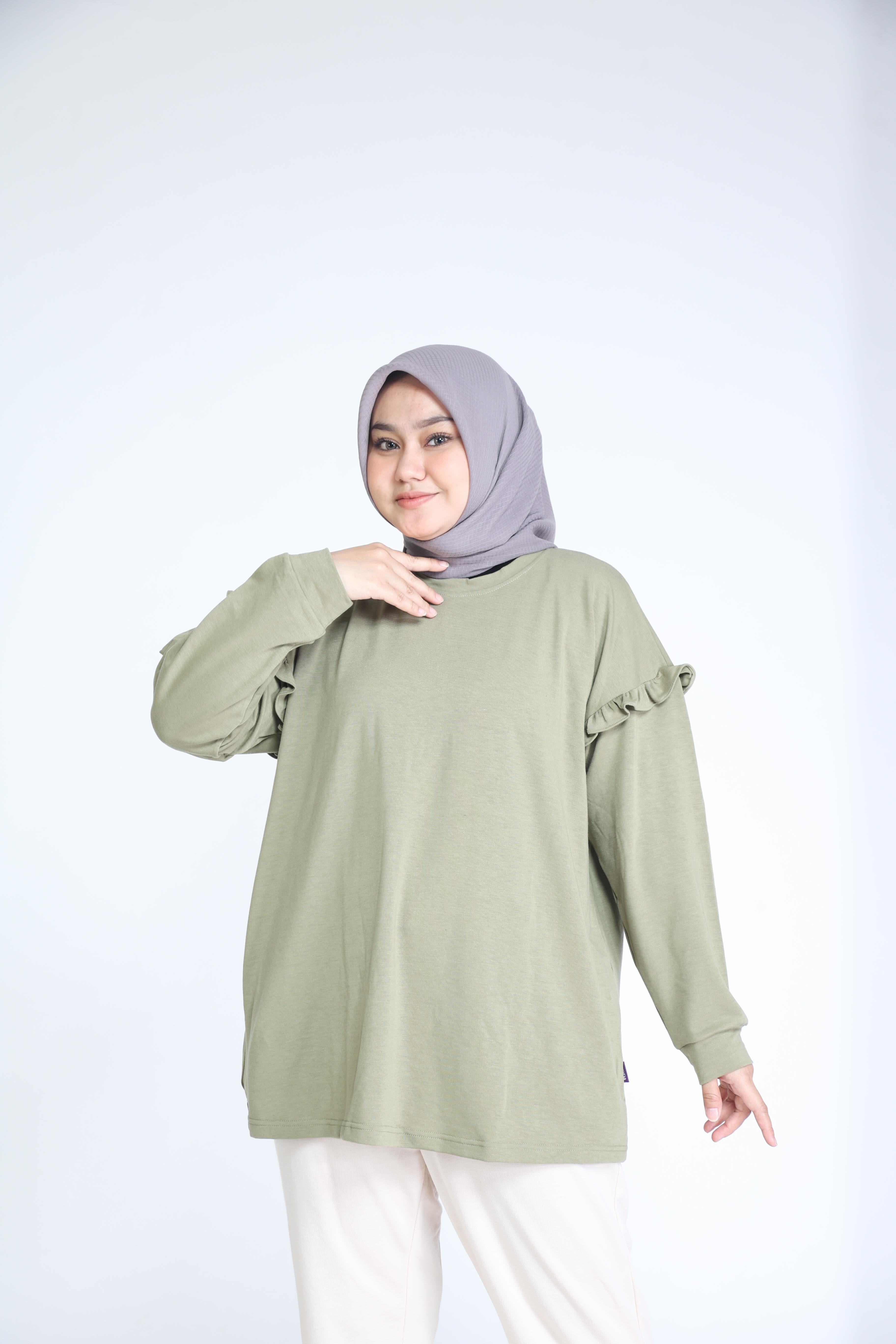 Elzatta Tunic Frills Terry - Olive