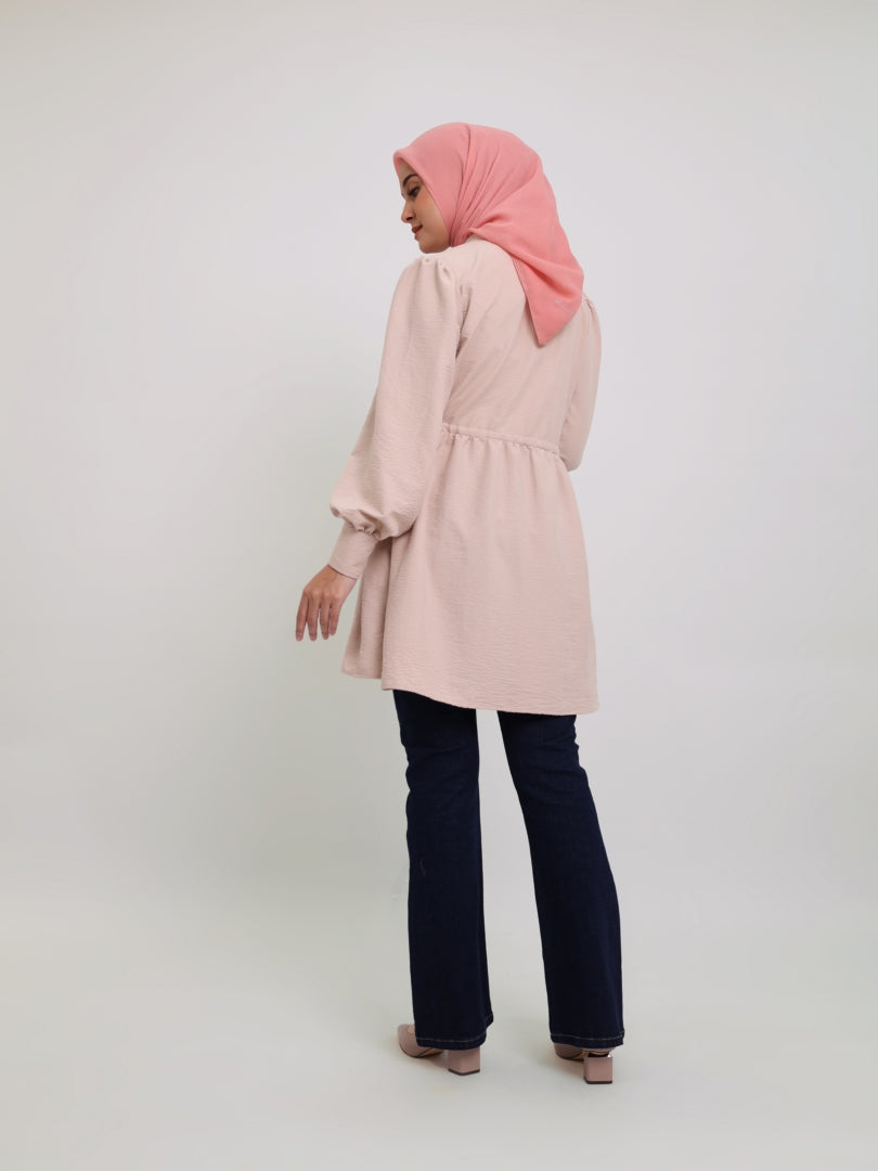Elzatta Tunik Plaket Bordir Airflow - Cream