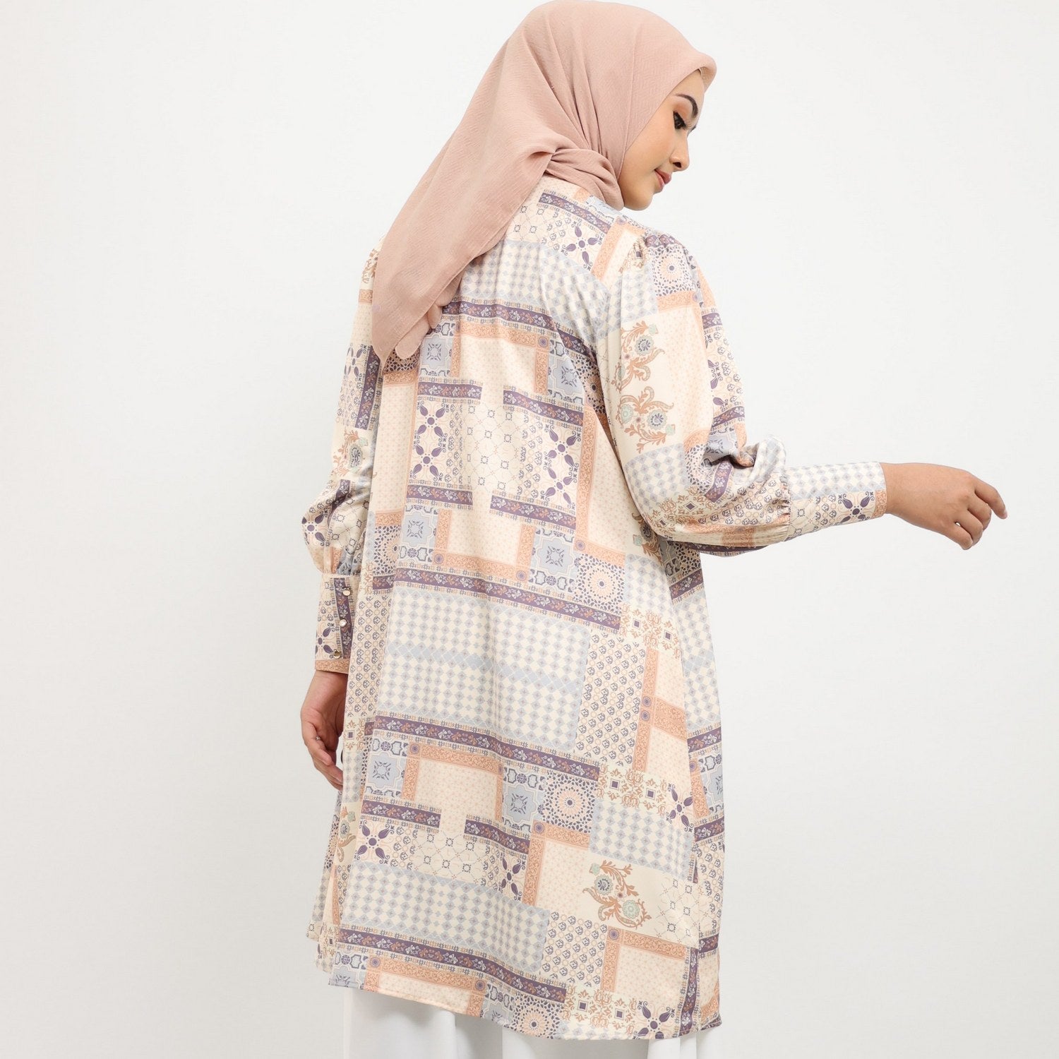 Elzatta Tunik Sarimbit Granada Patchwork - Biru Muda