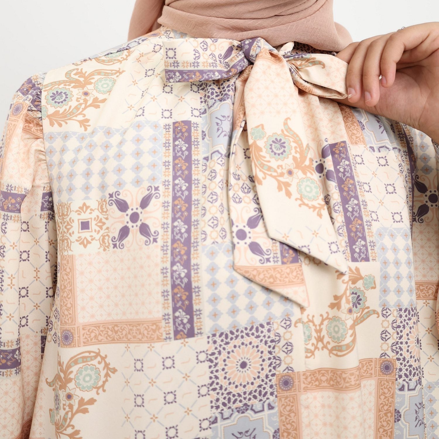 Elzatta Tunik Sarimbit Granada Patchwork - Biru Muda