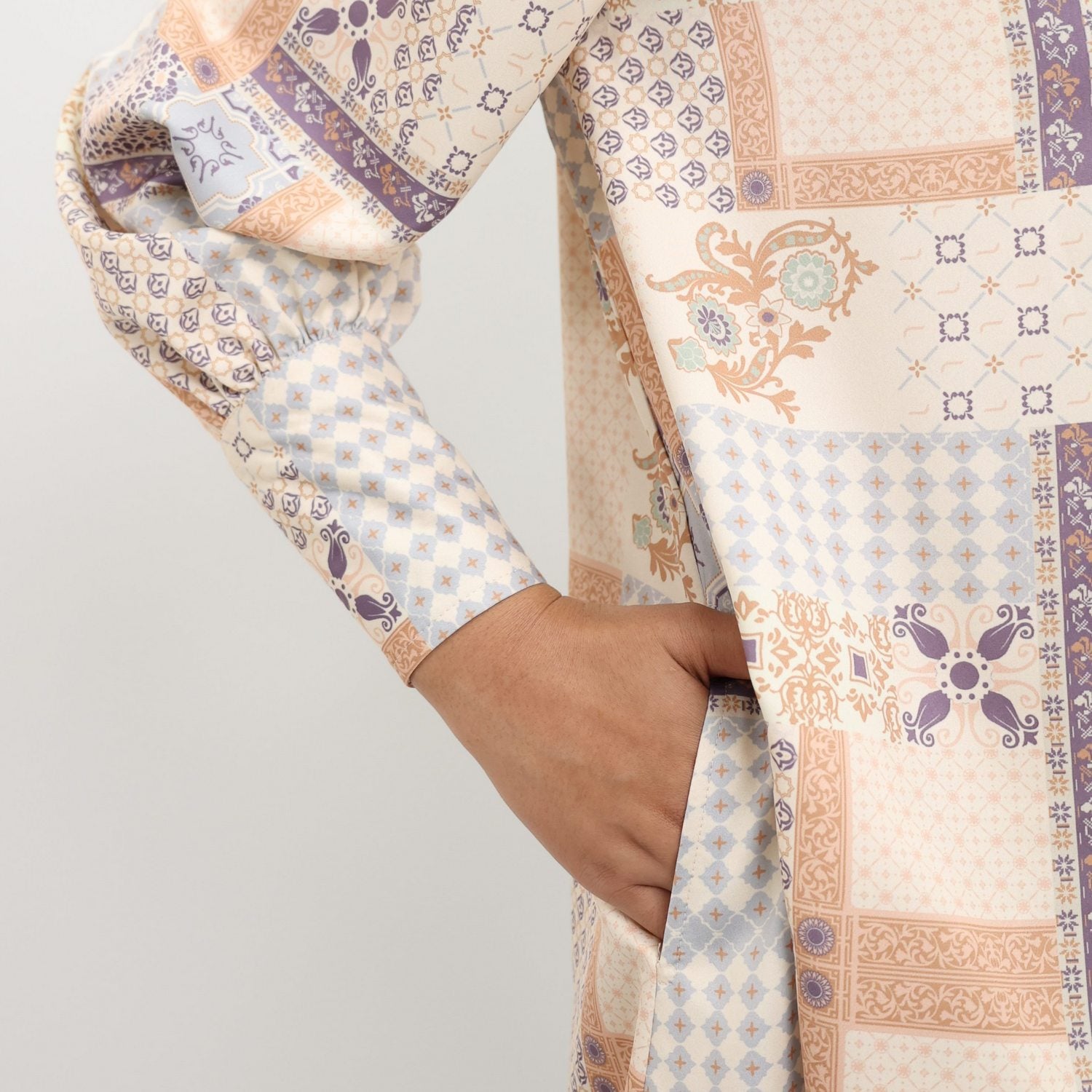 Elzatta Tunik Sarimbit Granada Patchwork - Biru Muda