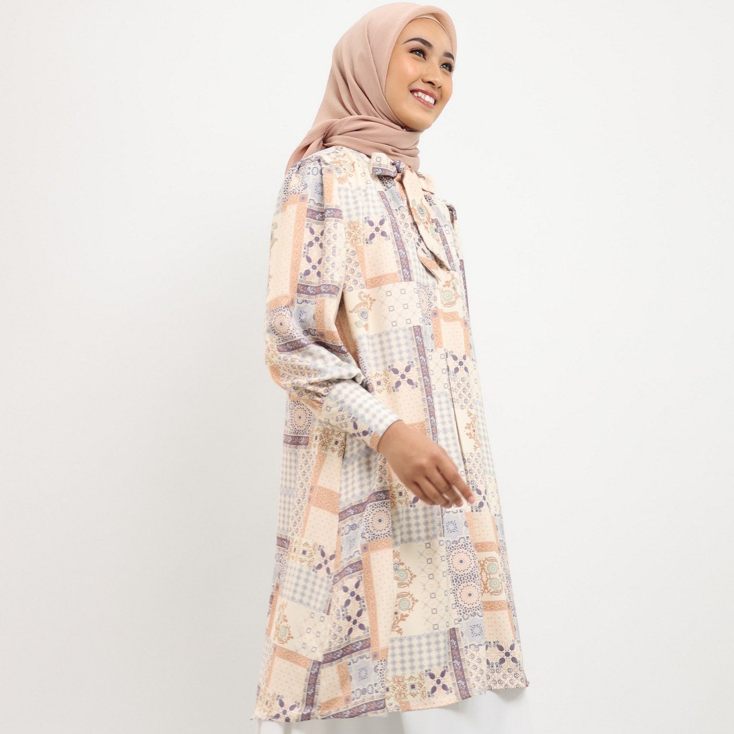 Elzatta Tunik Sarimbit Granada Patchwork - Biru Muda