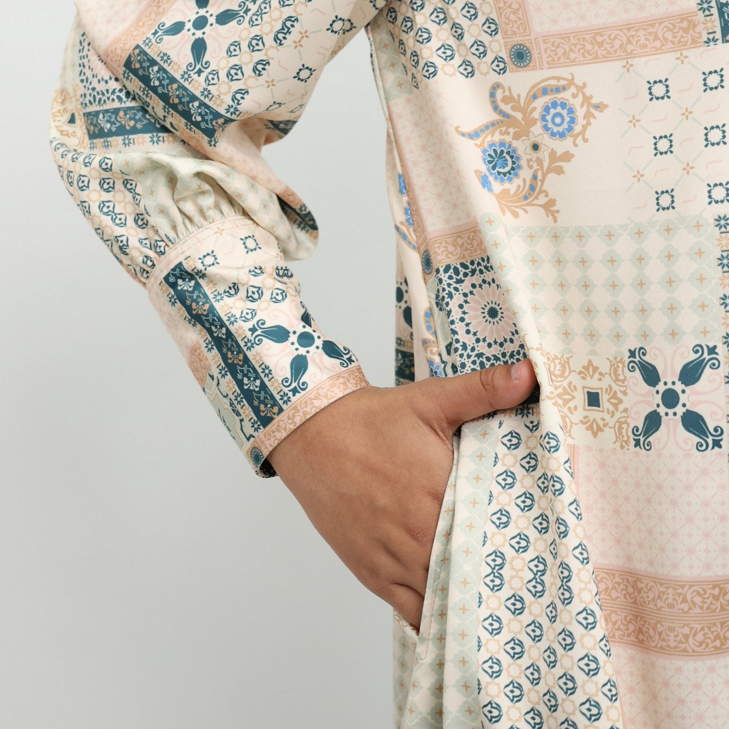 Elzatta Tunik Sarimbit Granada Patchwork - Emerald