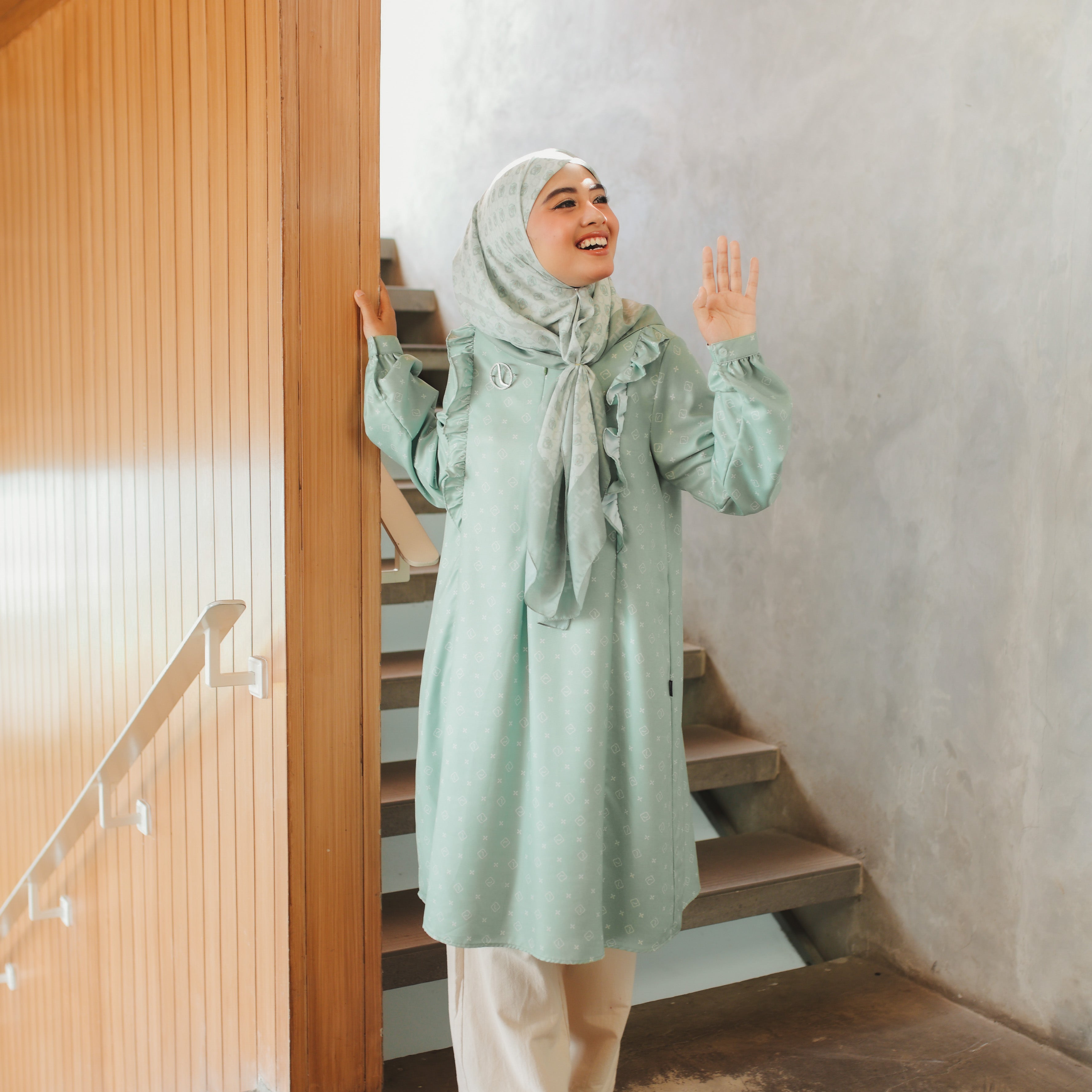 Elzatta Tunik Frills L Kawung - Hijau