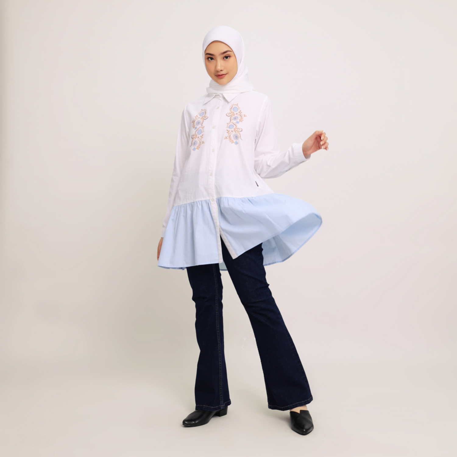 Elzatta Tunik Katun Print Mix Warna Granada - Biru