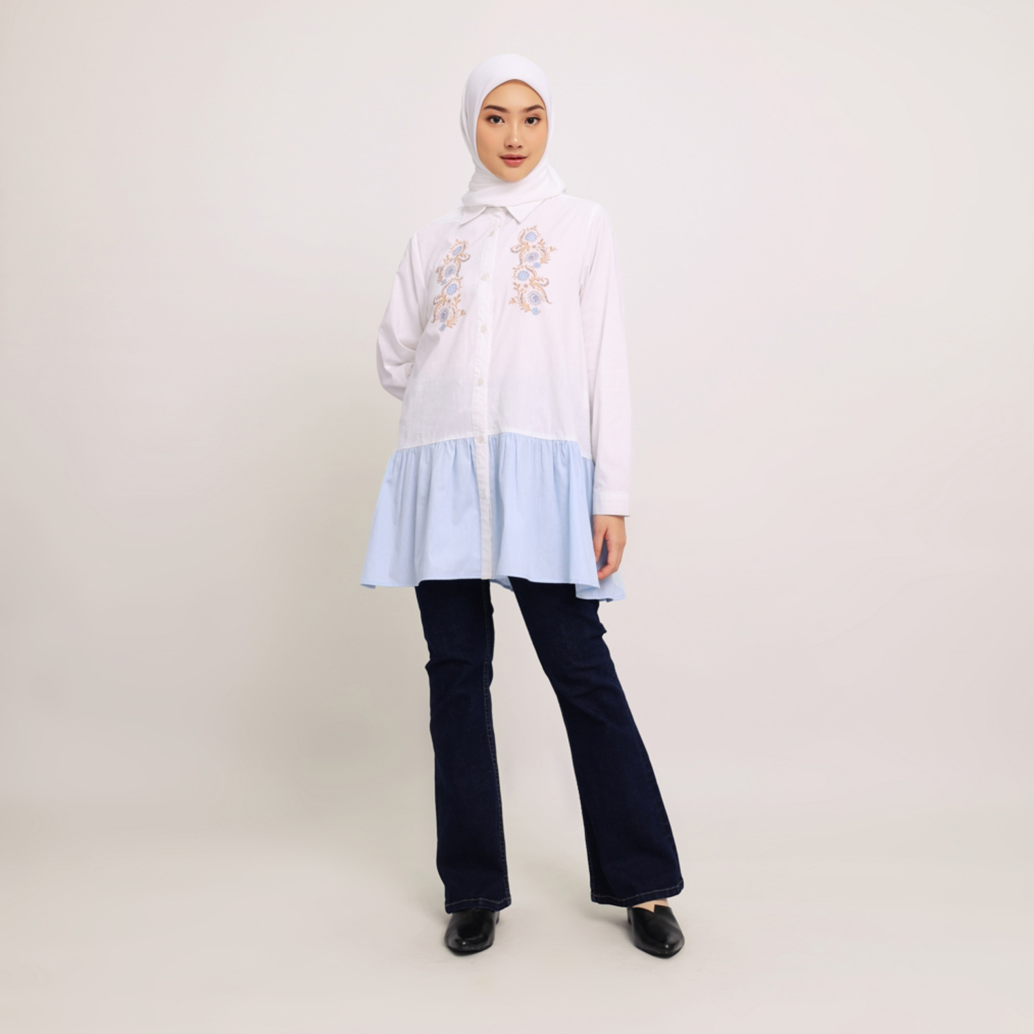 Elzatta Tunik Katun Print Mix Warna Granada - Biru