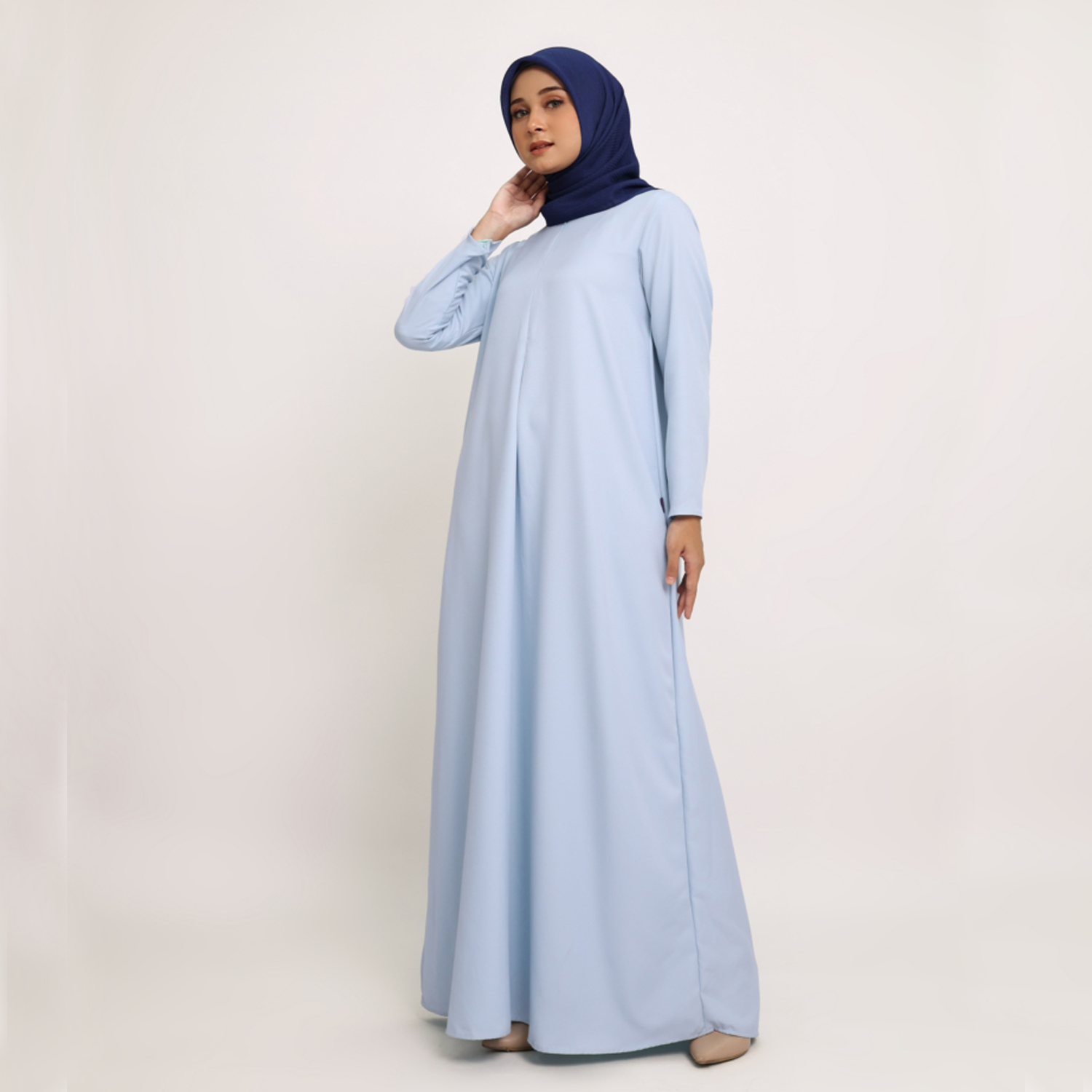 Elzatta Gamis Satin Basic - Biru Muda