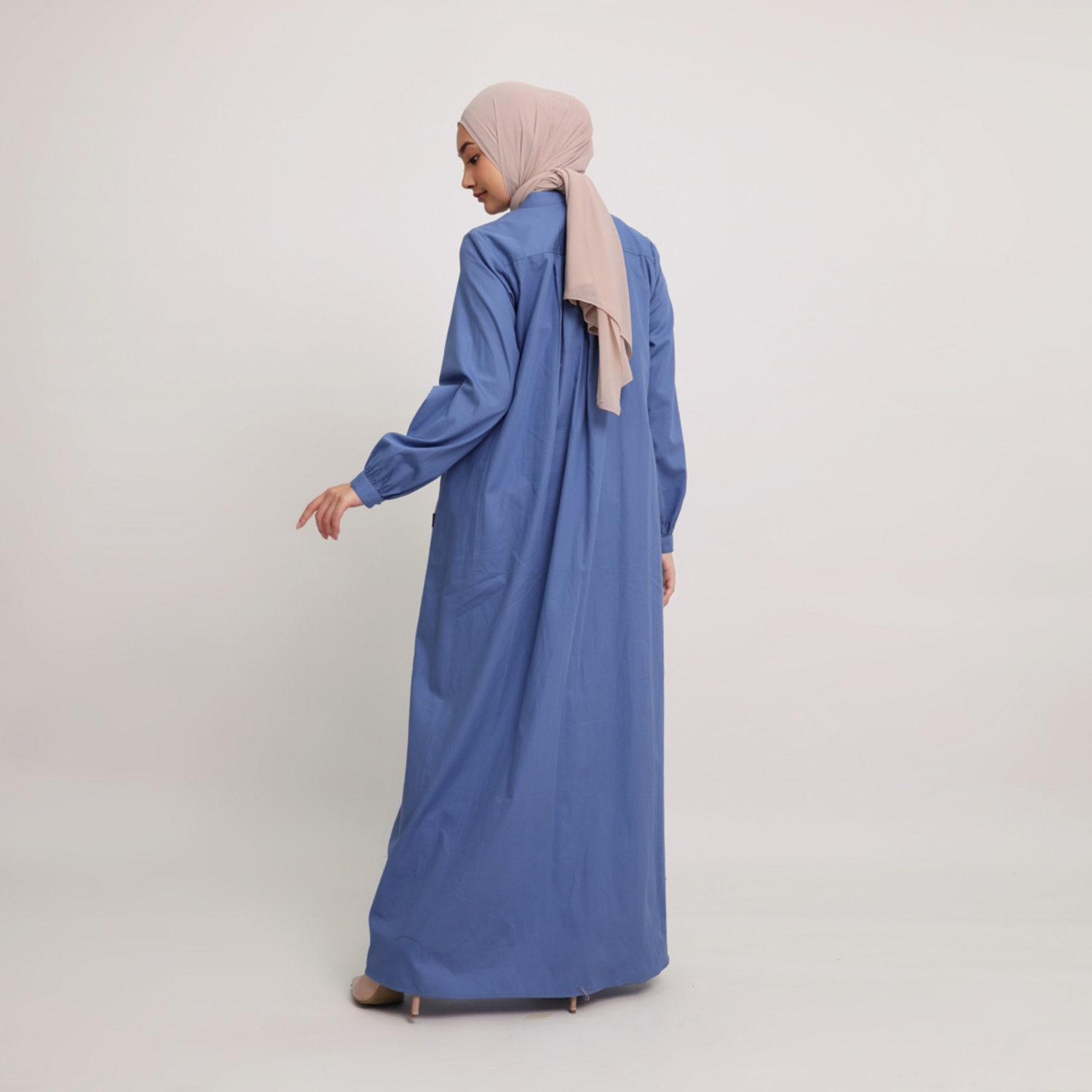 Gamis Katun Print Granada - Denim