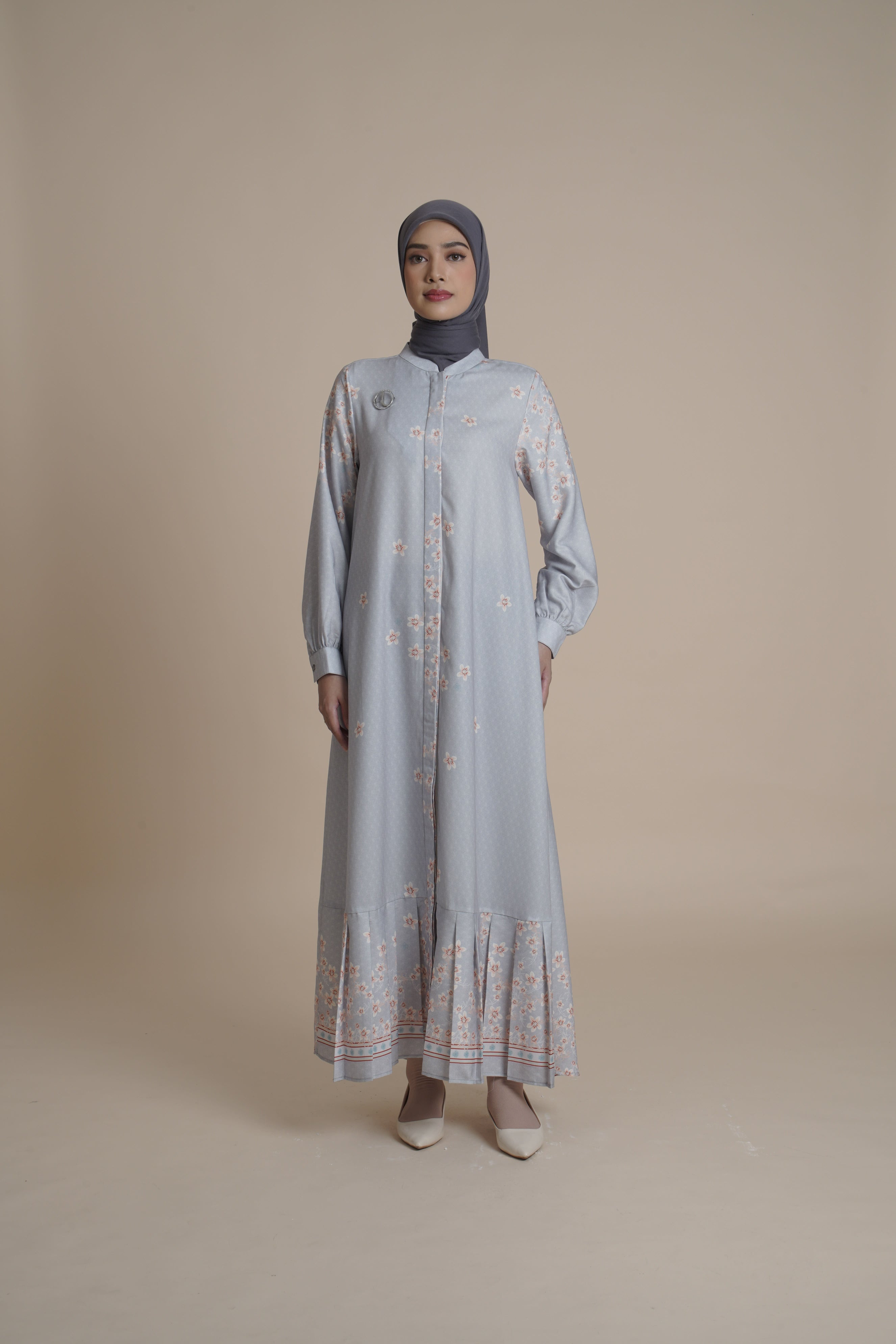 Gamis Lipit Miryam - Silver Green