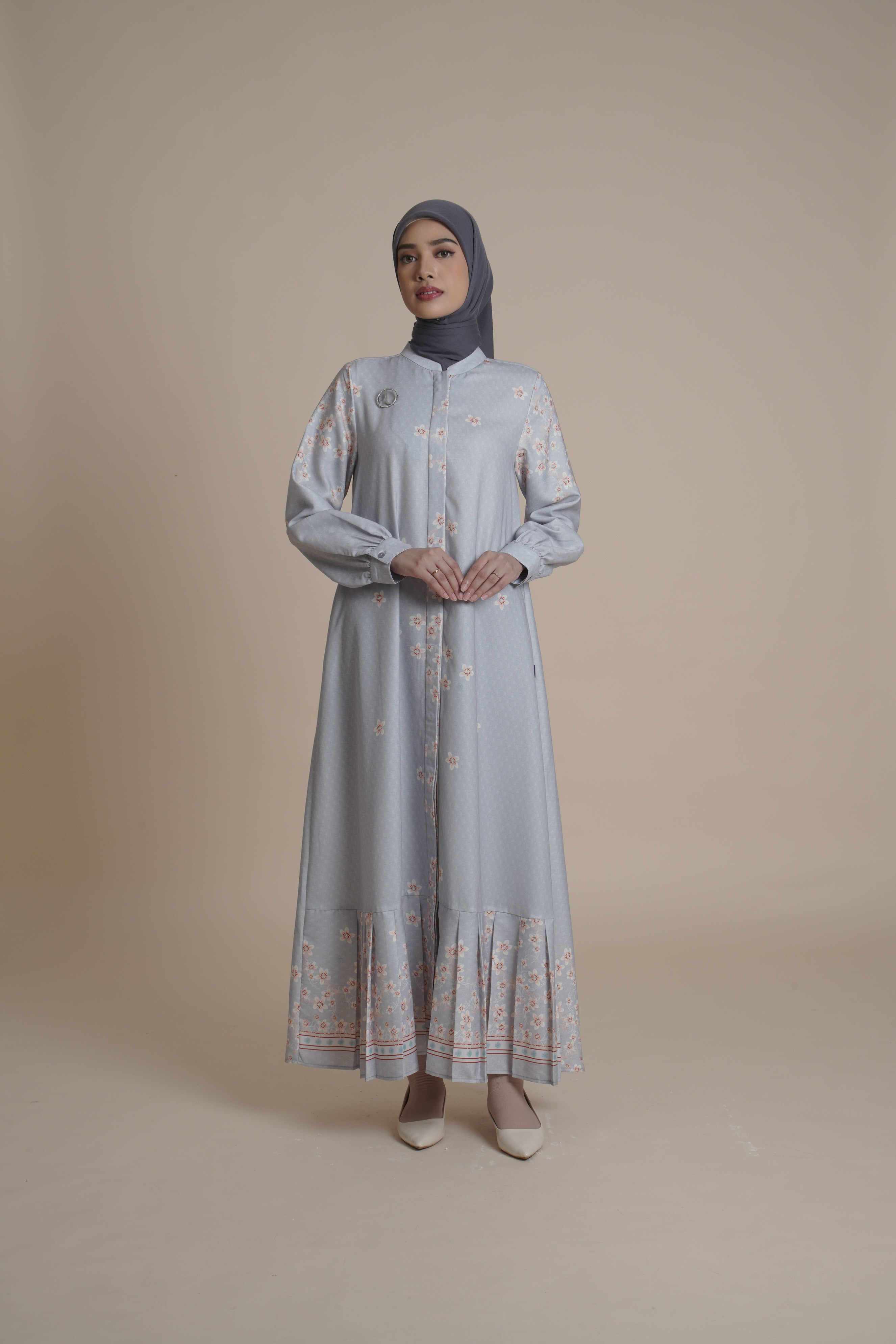 Gamis Lipit Miryam - Silver Green