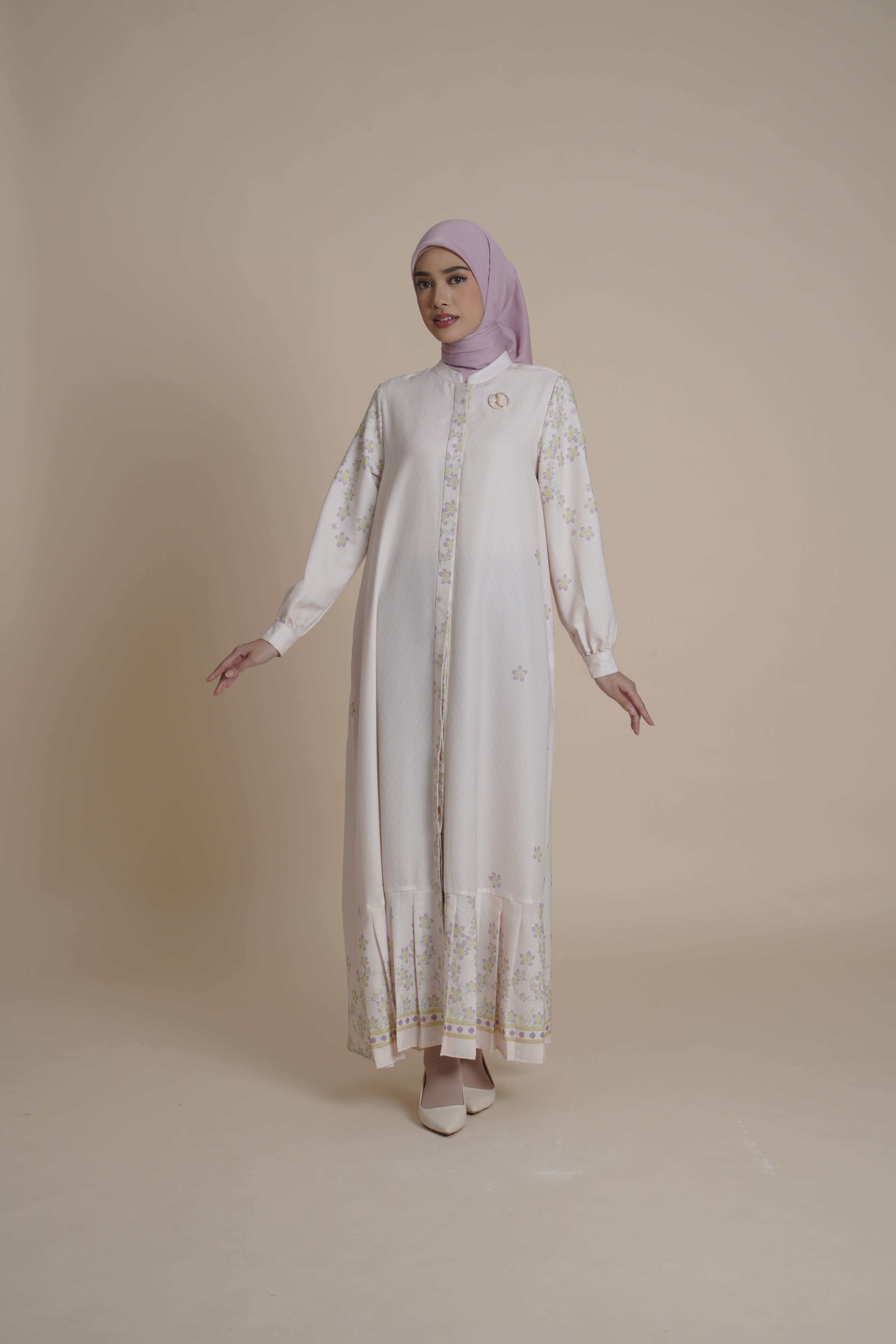 Gamis Lipit Miryam - Silver Green